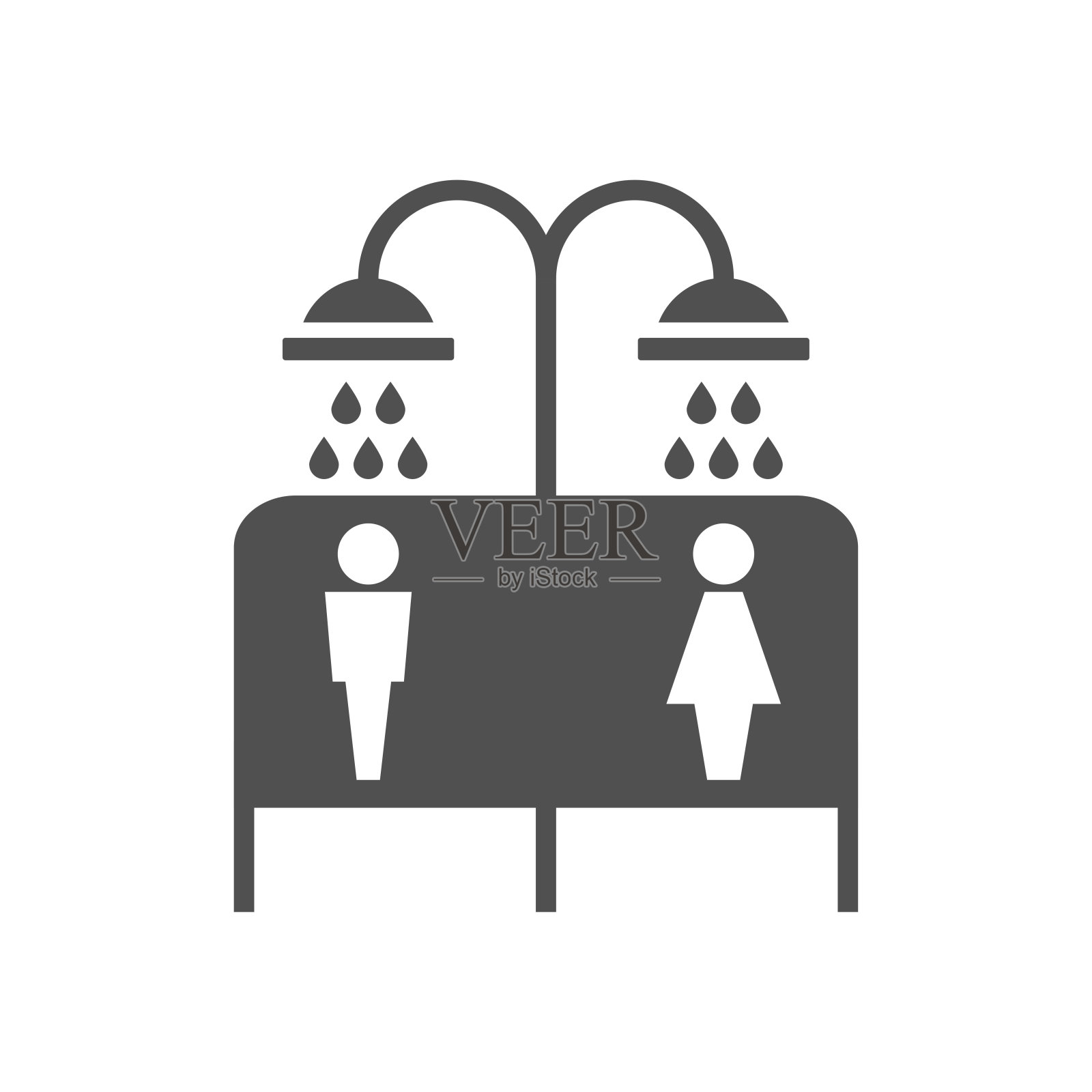 公共淋浴图标在平坦的风格。矢量插图。插画图片素材