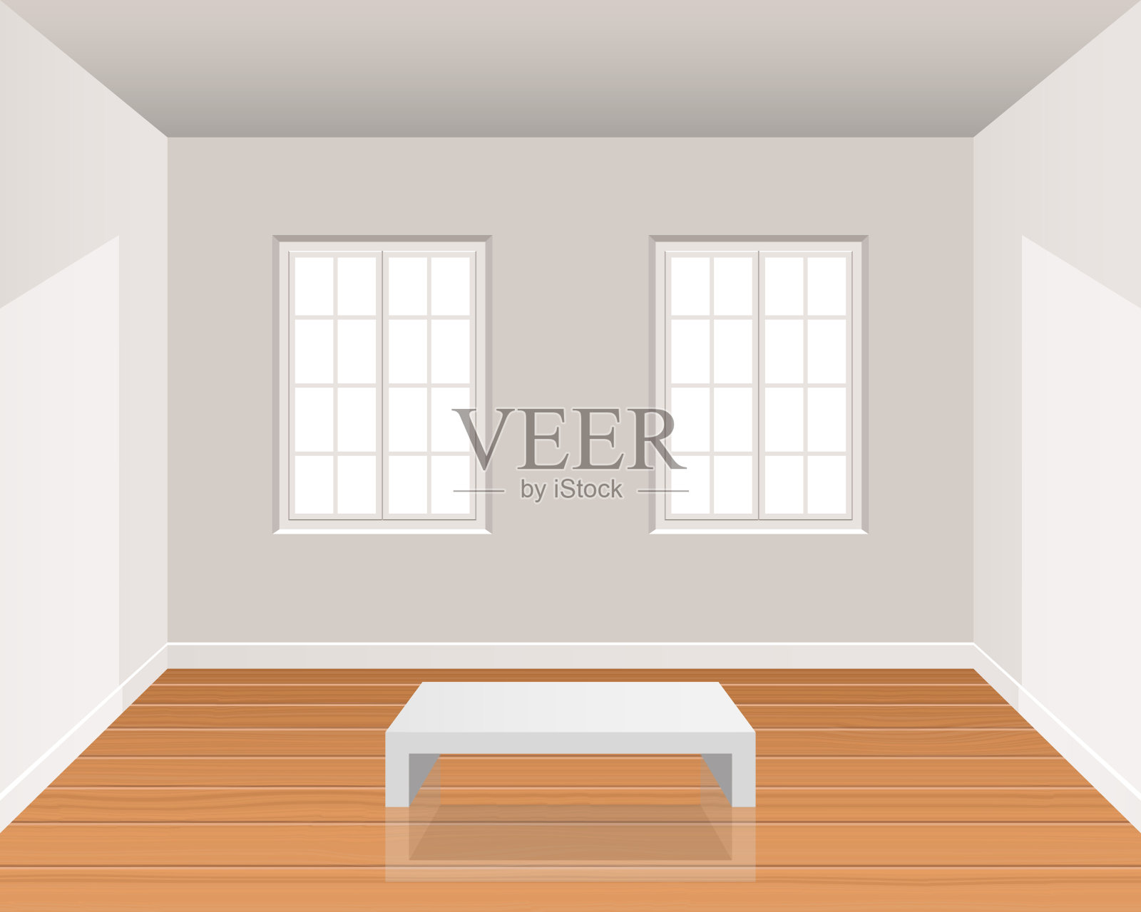 现实的房间室内与木地板矢量设计插图插画图片素材