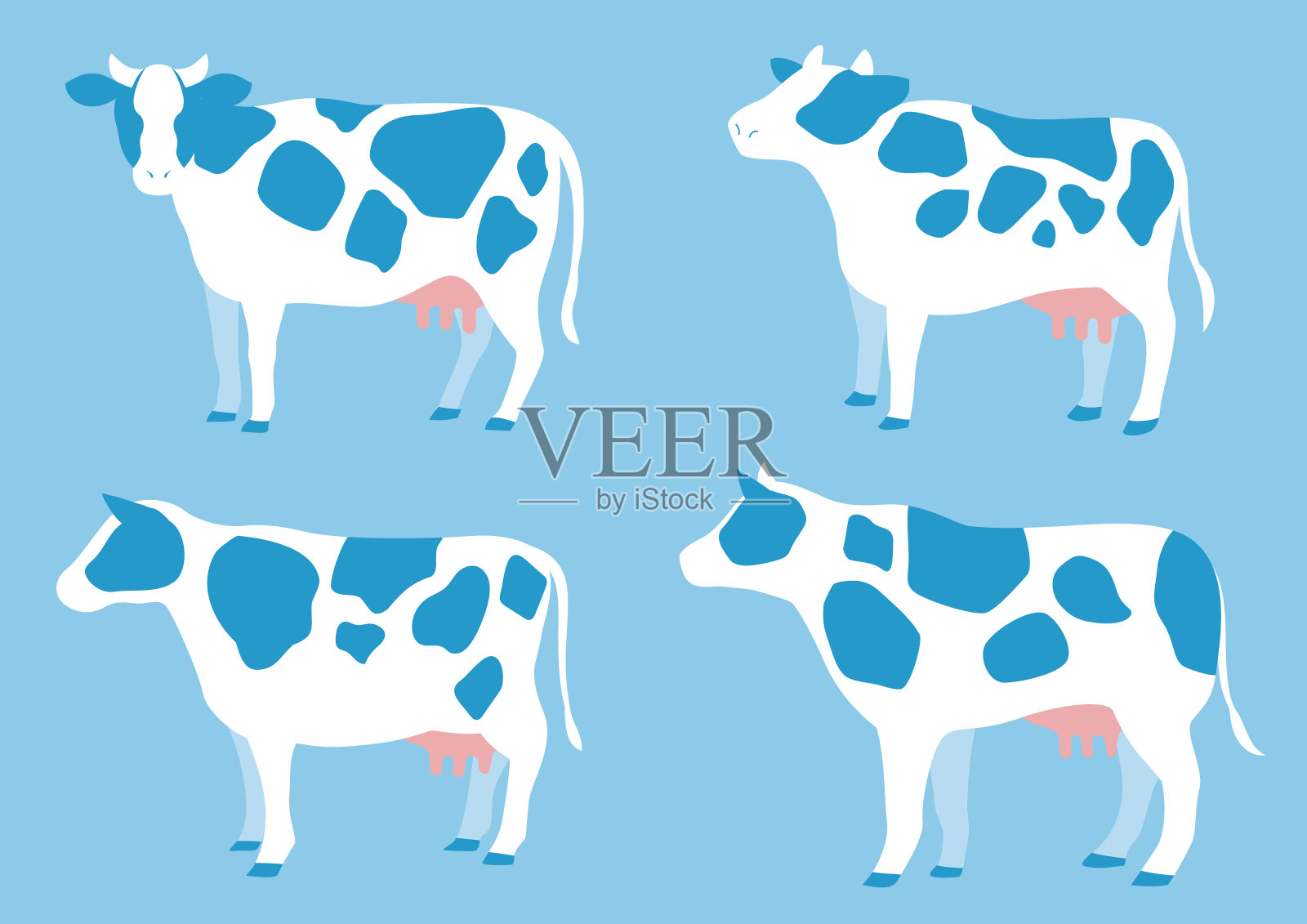 简单的插图一套奶牛设计元素图片