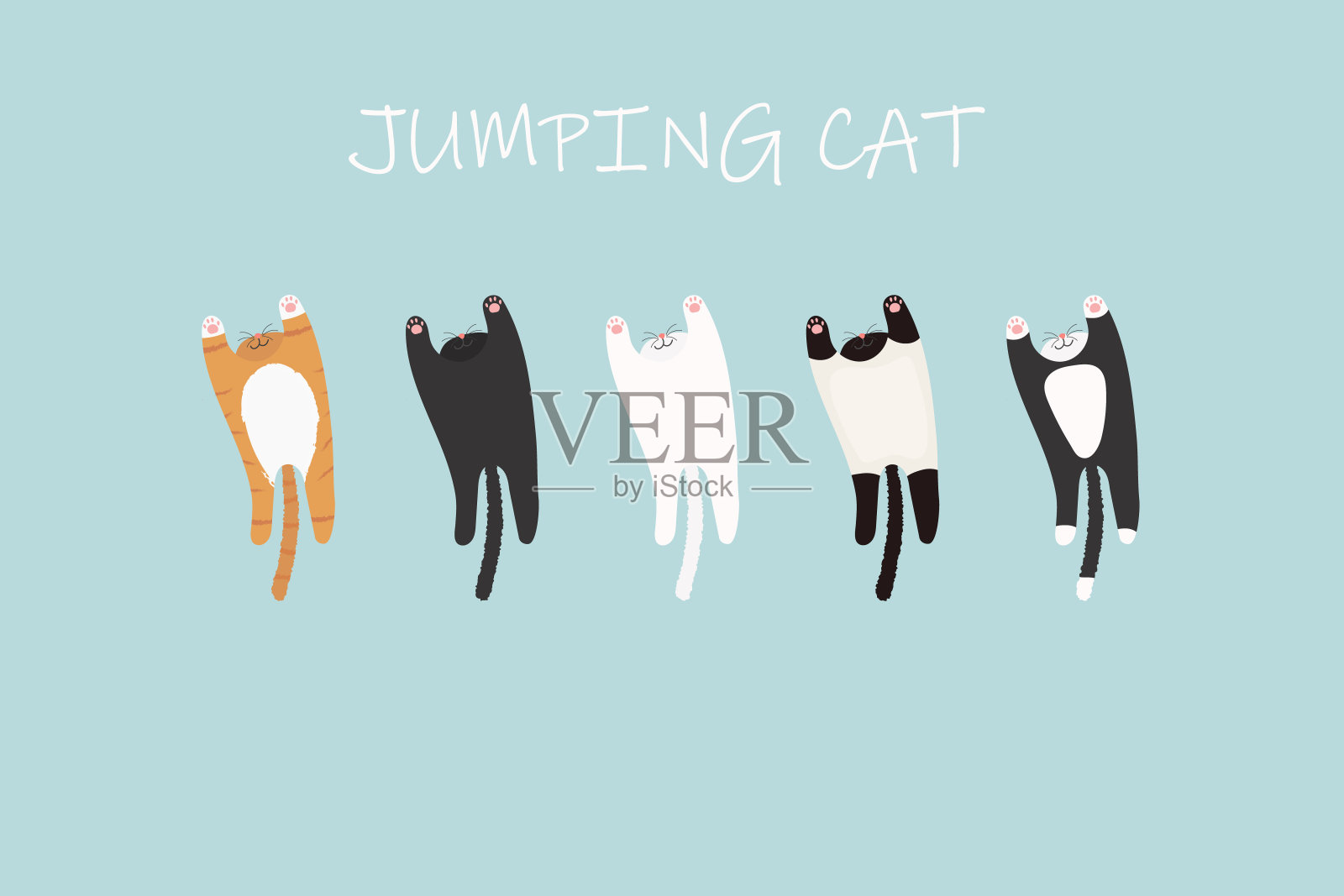猫跳。插画图片素材