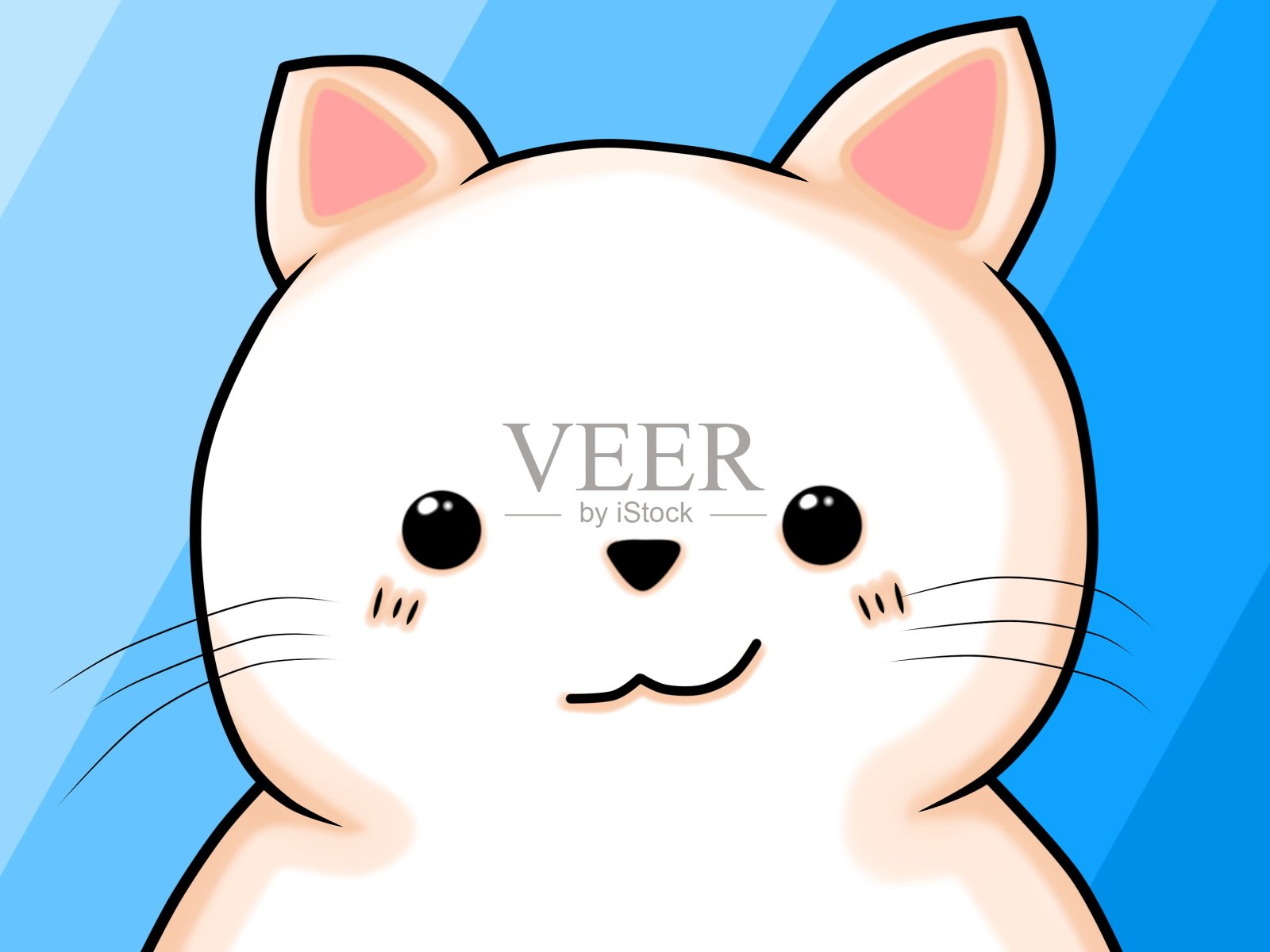 一个可爱温柔的白色小猫微笑的插图插画图片素材