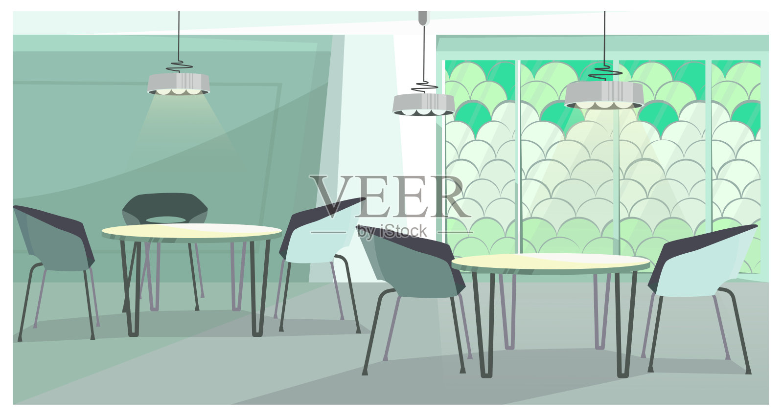 舒适的咖啡馆与现代设计插图插画图片素材