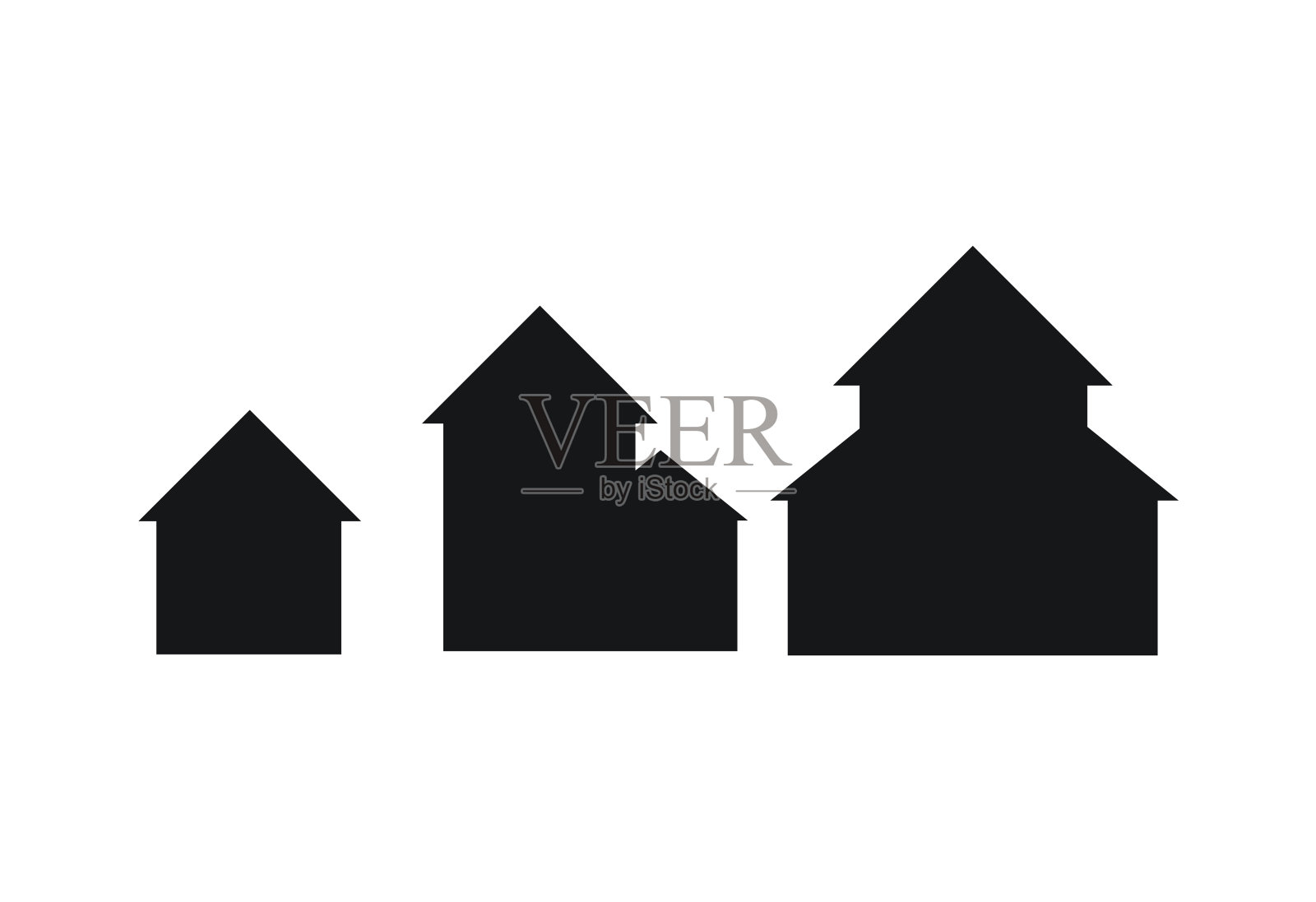 房屋图标设置为网站和用户界面。主图标隔离在白色背景上。房子标志说明。图标素材