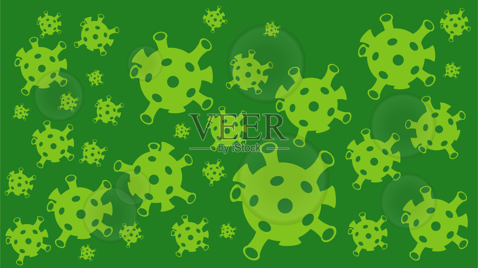 绿色微生物病毒，细菌，冠状病毒概念插图载体旗帜背景插画图片素材