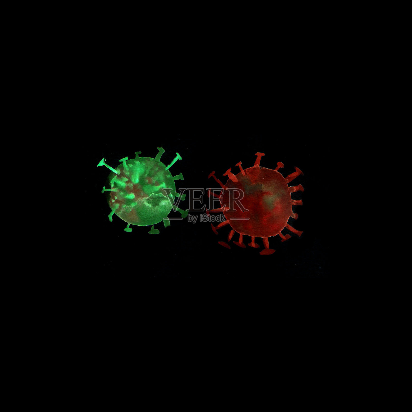 水彩冠状病毒细胞插画图片素材