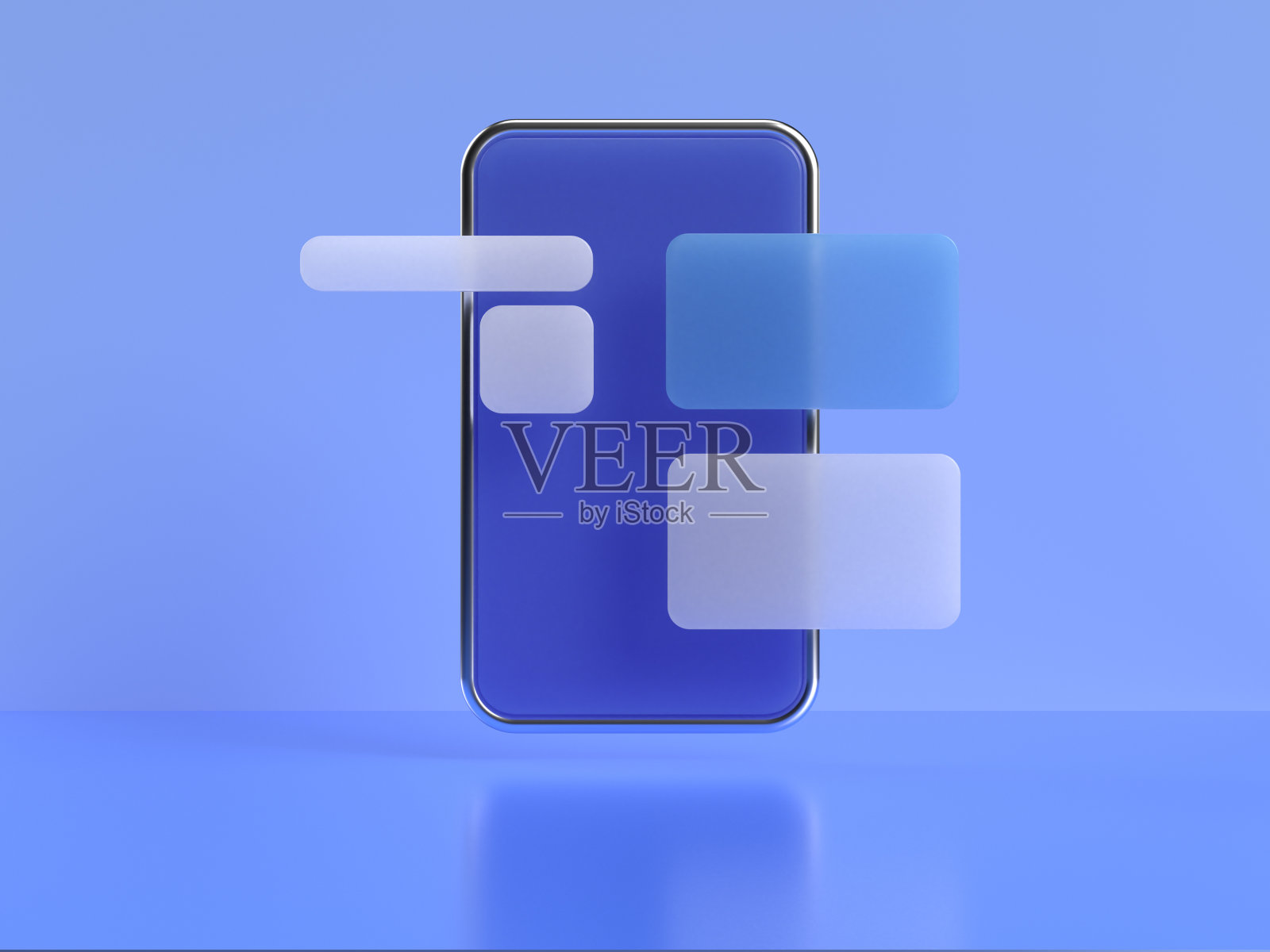 蓝色抽象智能手机界面图标浮动3d渲染照片摄影图片