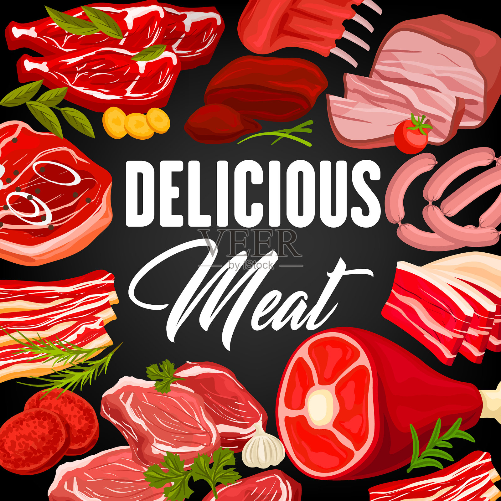 肉制品及香肠店海报设计模板素材