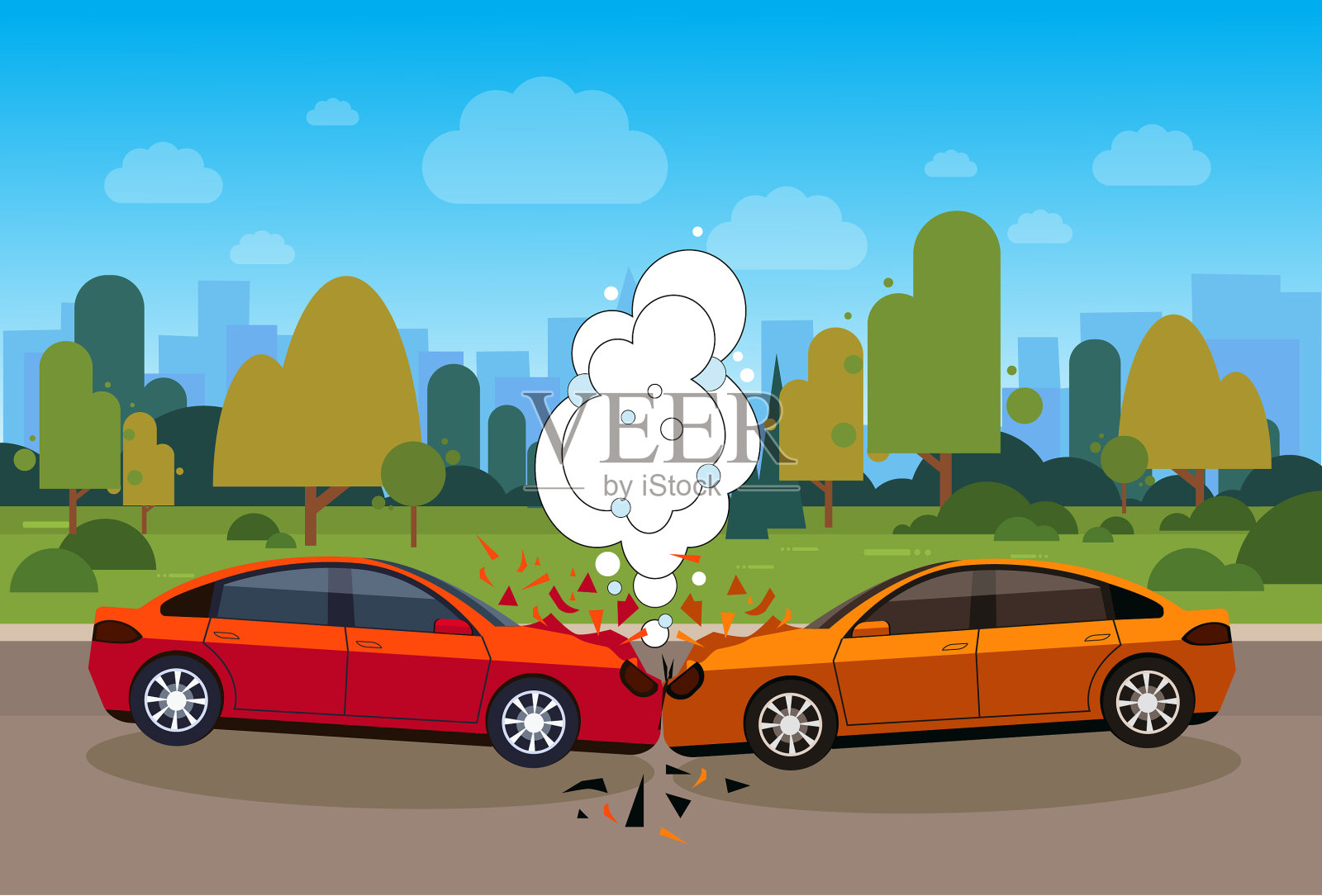 车祸现场危险的道路概念插画图片素材