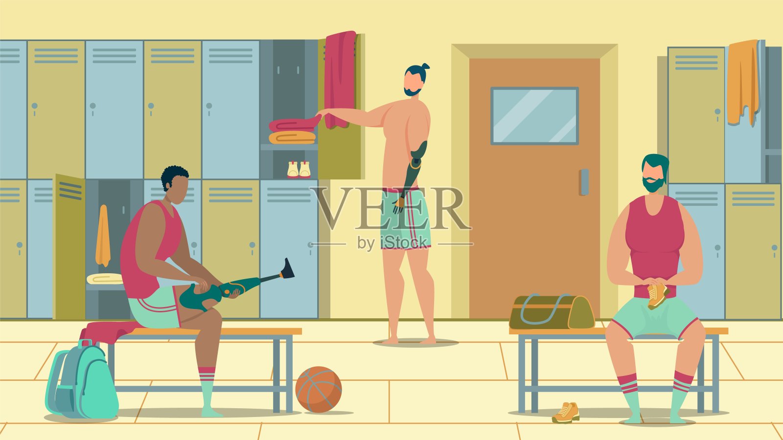 换假肢的篮球运动员插画图片素材