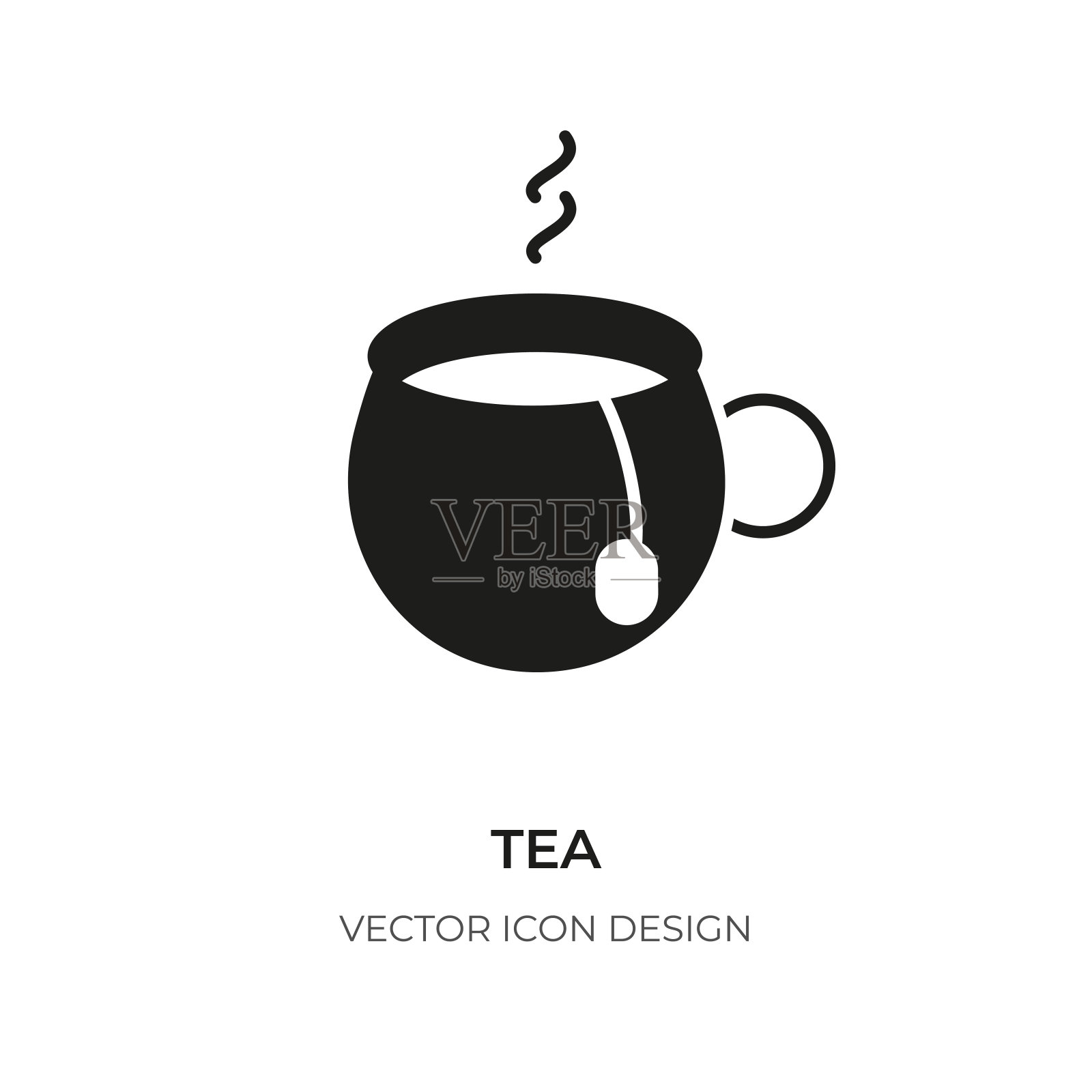 茶杯字形图标绿色热蒸汽饮料向量图标素材