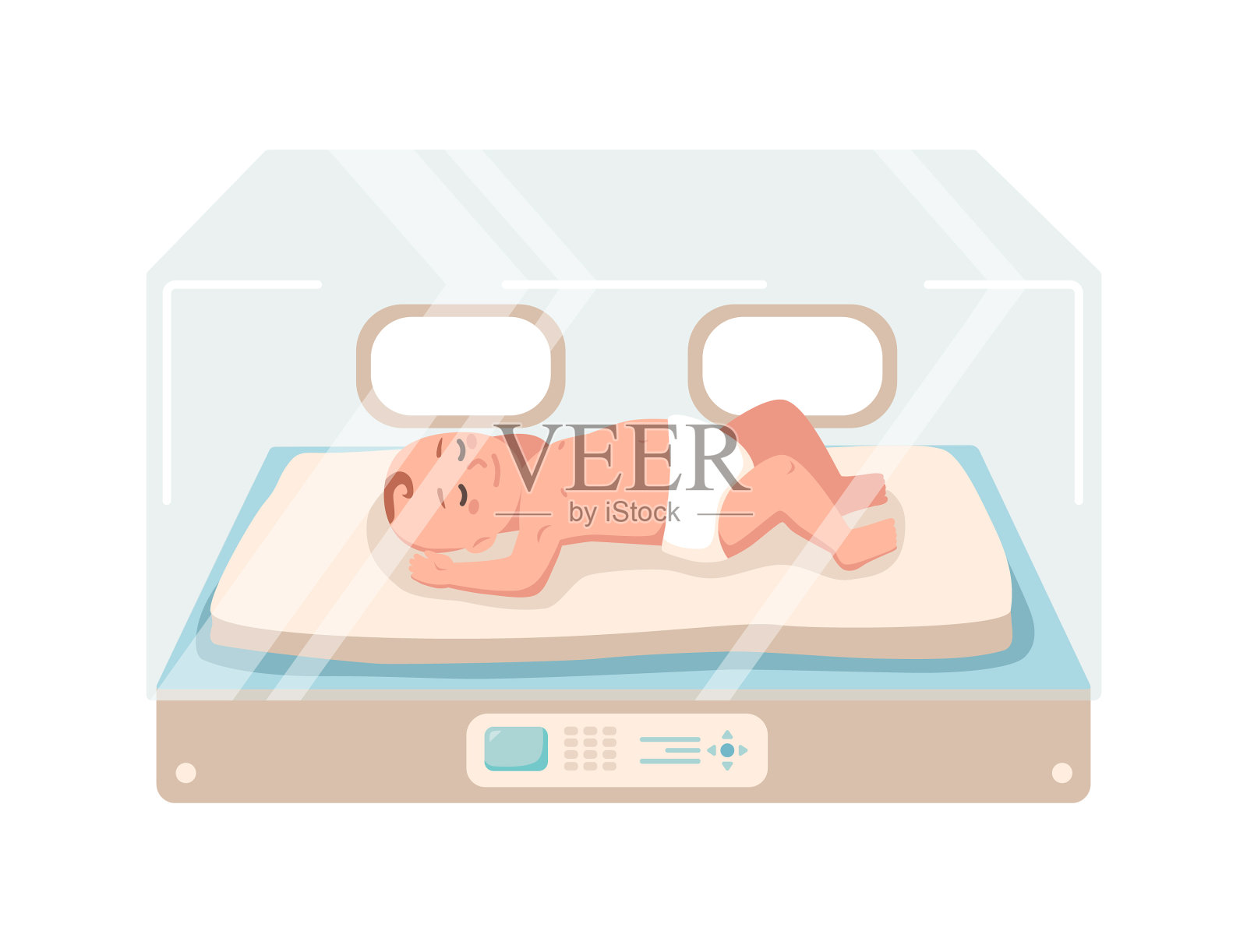 新生儿躺在新生儿重症监护室里设计元素图片