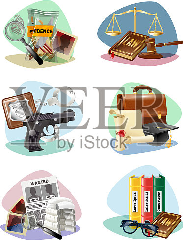 法律正义符号属性图标收藏插画图片素材