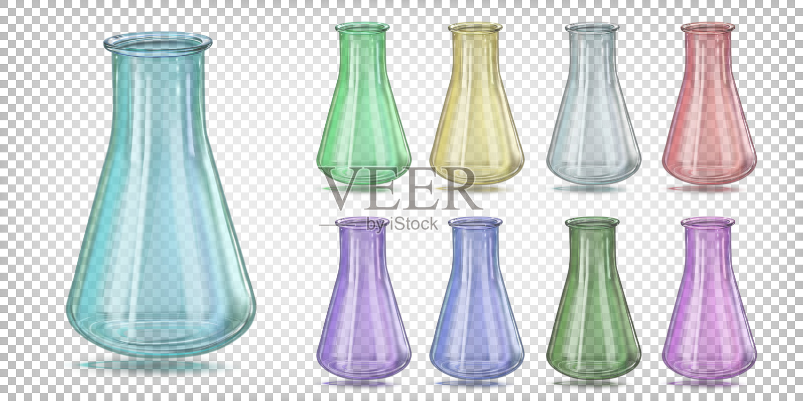 实验室多色玻璃锥形烧瓶插画图片素材