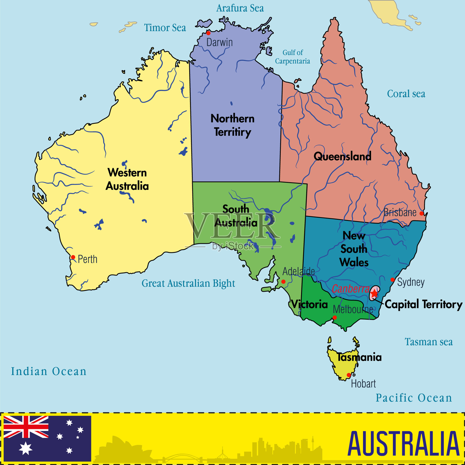 Detailed political and administrative map of Australia with roads ...