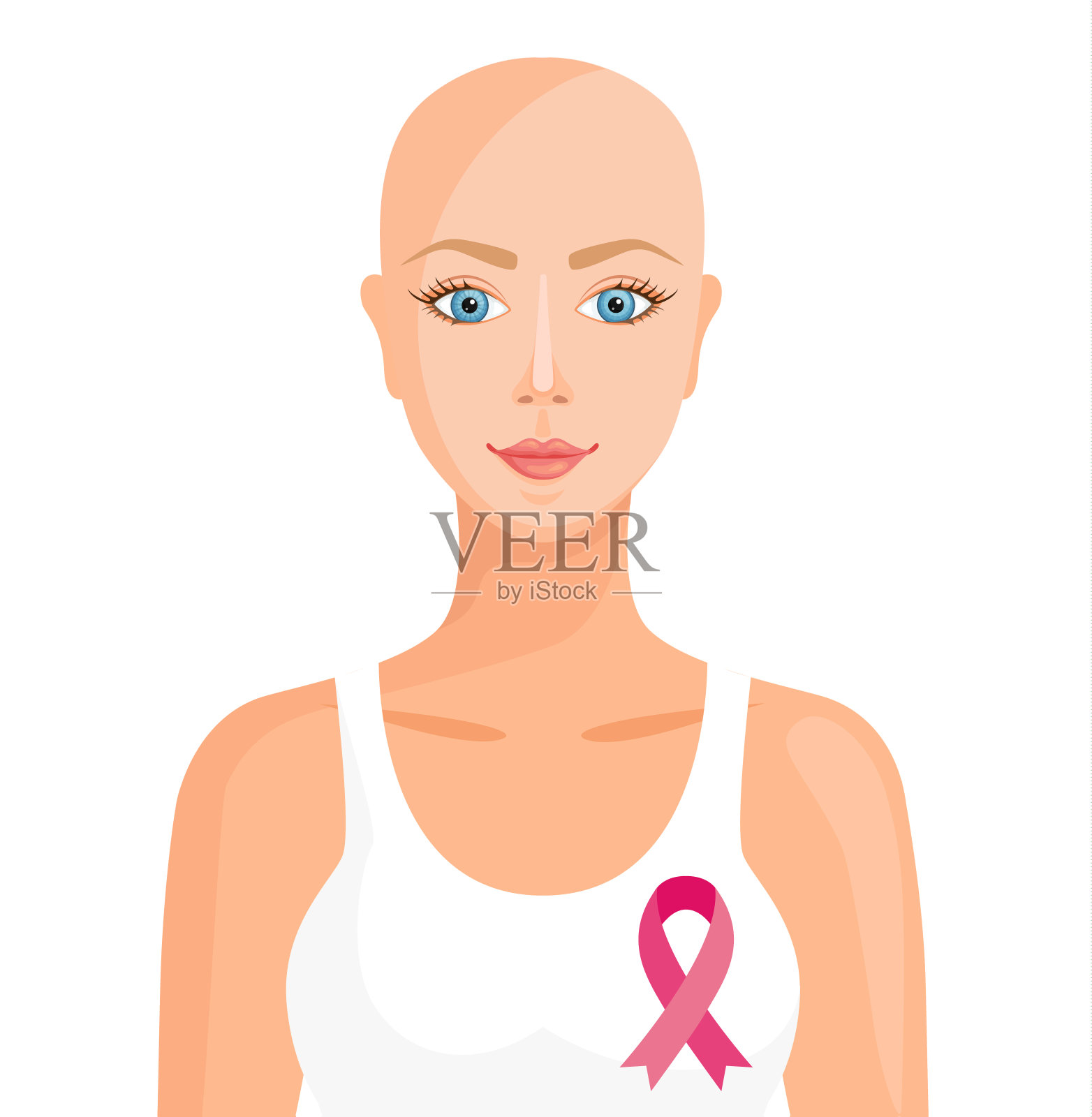 象征着与乳腺癌作斗争。一个得了癌症的女孩。向量旗帜。设计元素图片