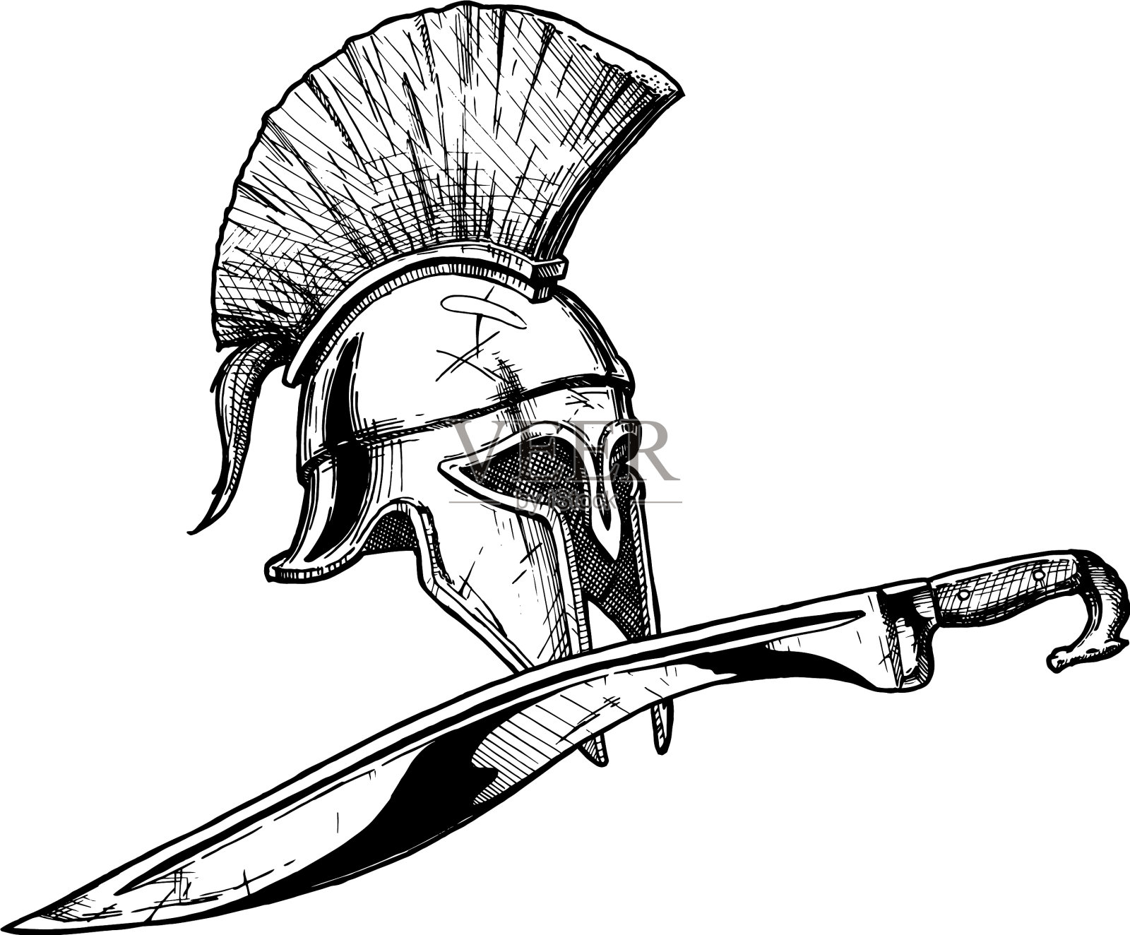 科林斯头盔和科比斯剑设计元素图片