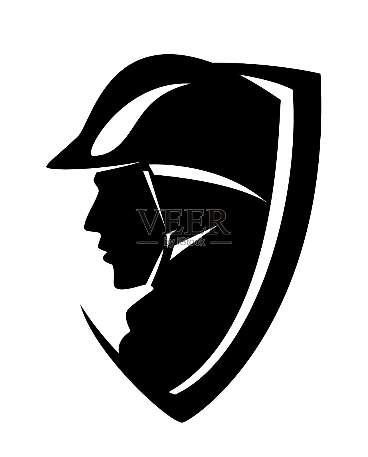 消防队长纹章盾黑色和白色矢量设计设计元素图片