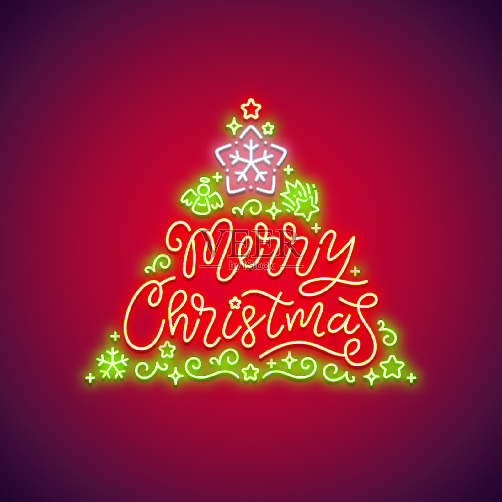 圣诞快乐，霓虹招牌红设计元素图片