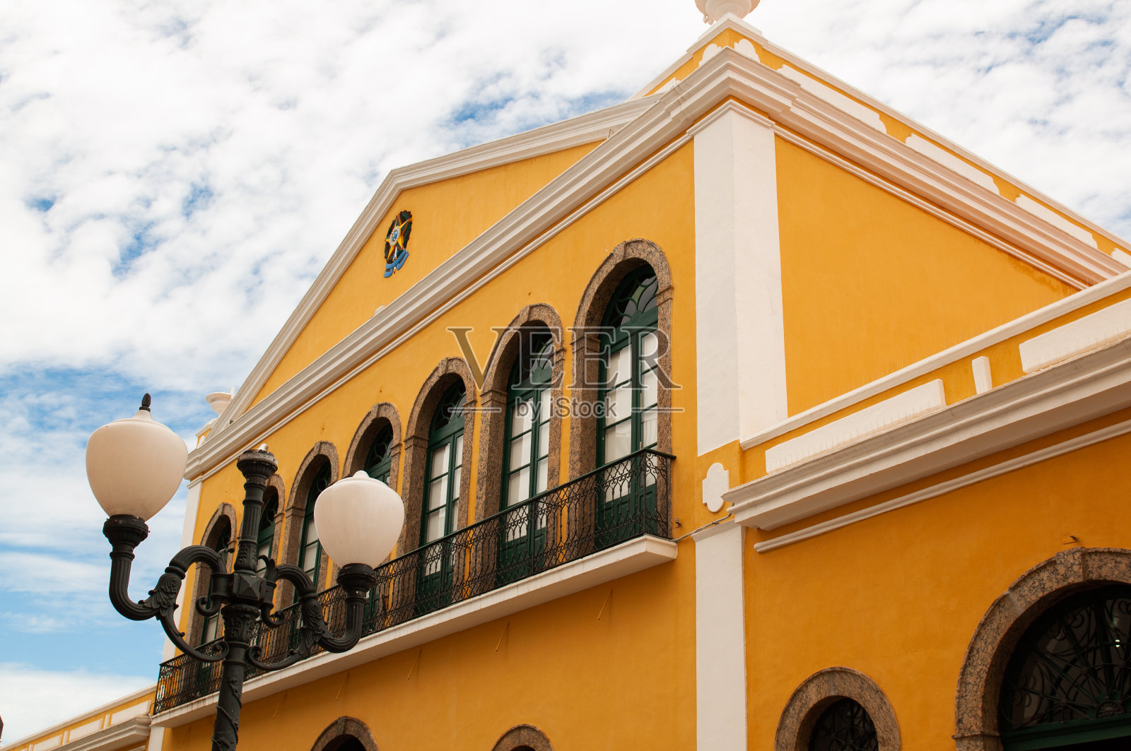 Largo da Alfândega建筑的正面，在Florianópolis Santa Catarina巴西的历史中心广场照片摄影图片