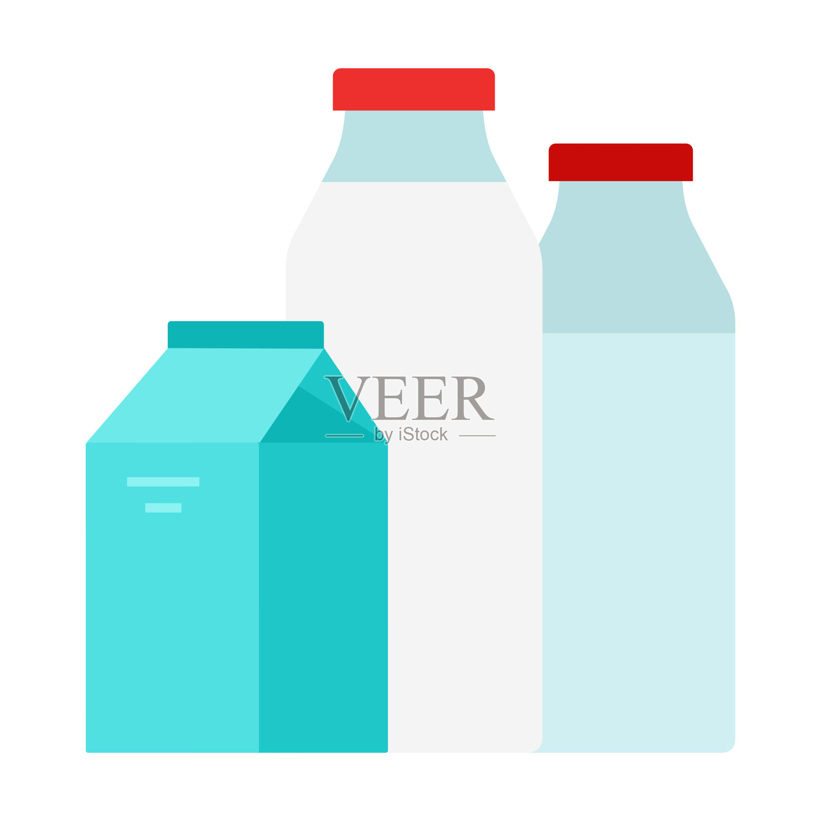 Сow的牛奶，开菲尔和蔬菜牛奶载体平隔离插画图片素材