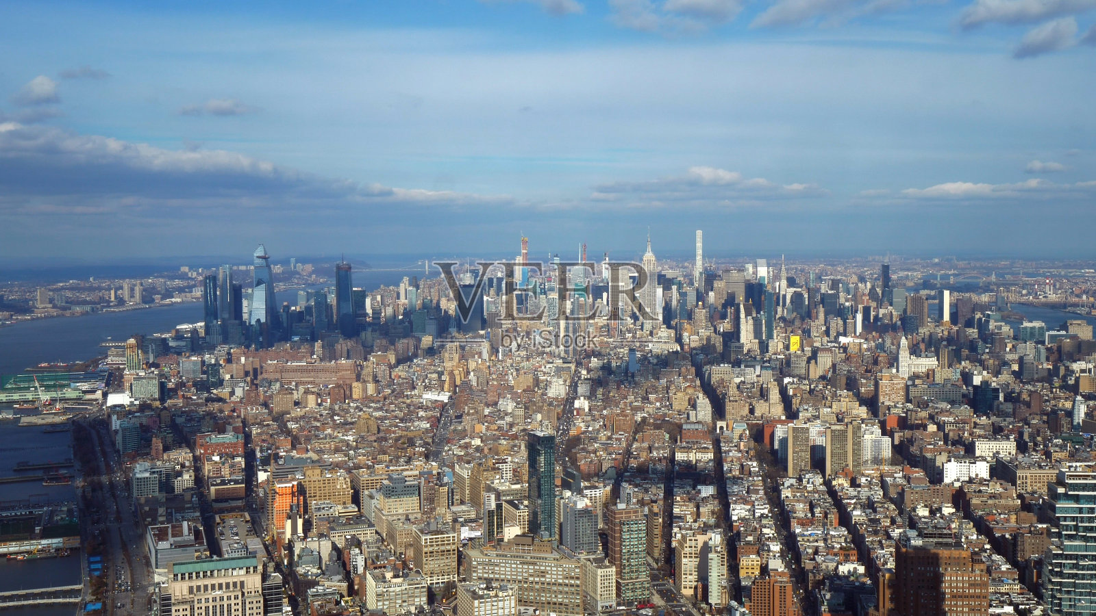 广角鸟瞰曼哈顿纽约照片摄影图片