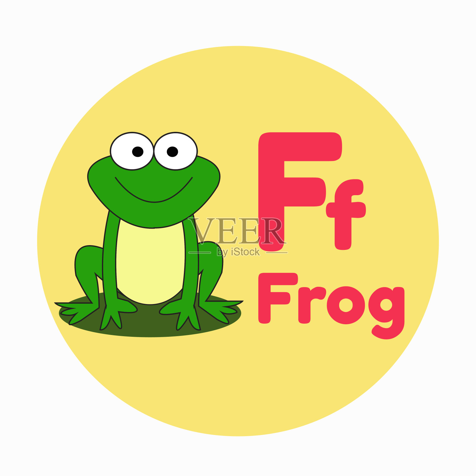 动物卡通字母F可爱的青蛙矢量设计元素图片