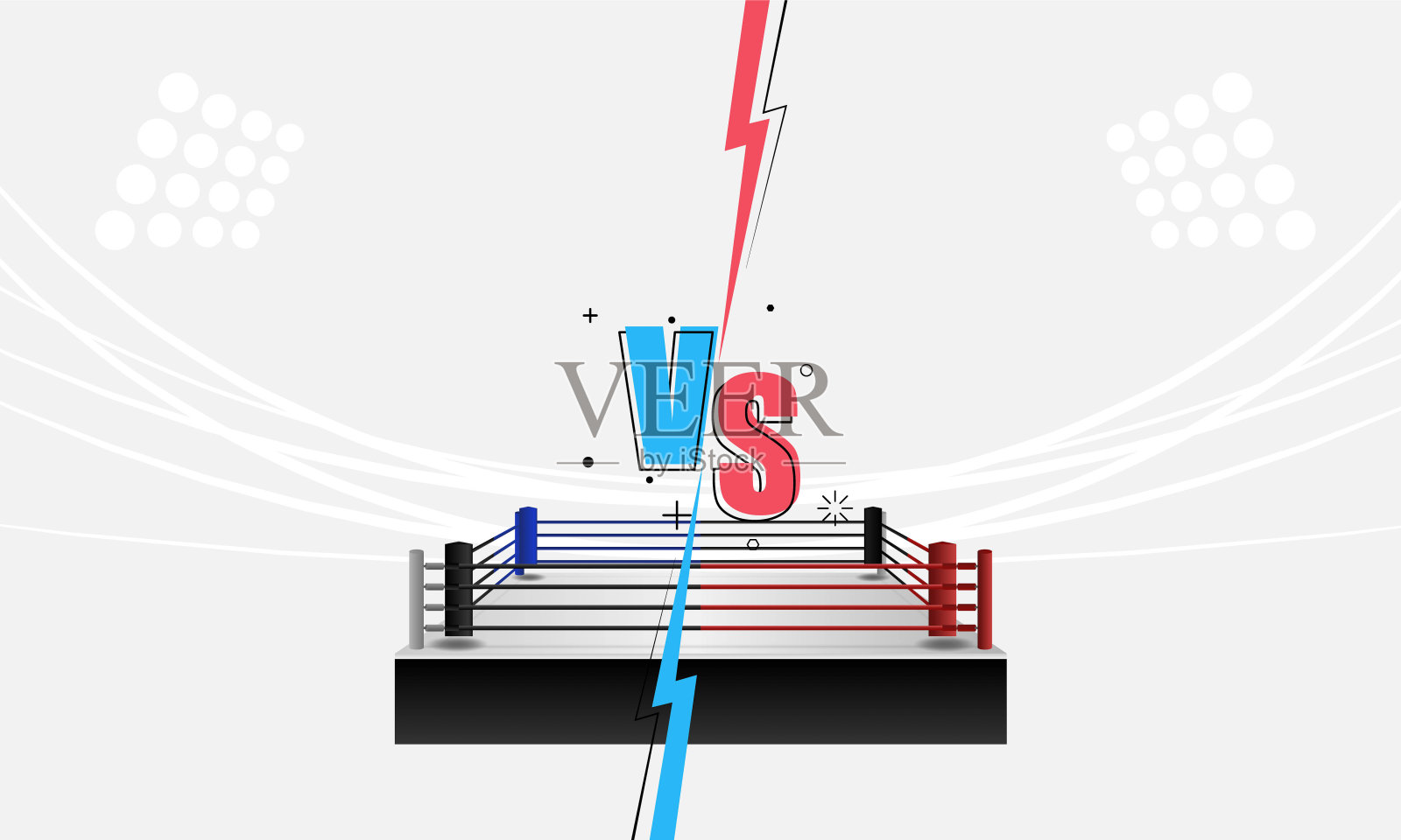 拳击擂台场地用体育场的字母进行运动和格斗Vs战斗的竞赛和游戏背景矢量设计。插画图片素材