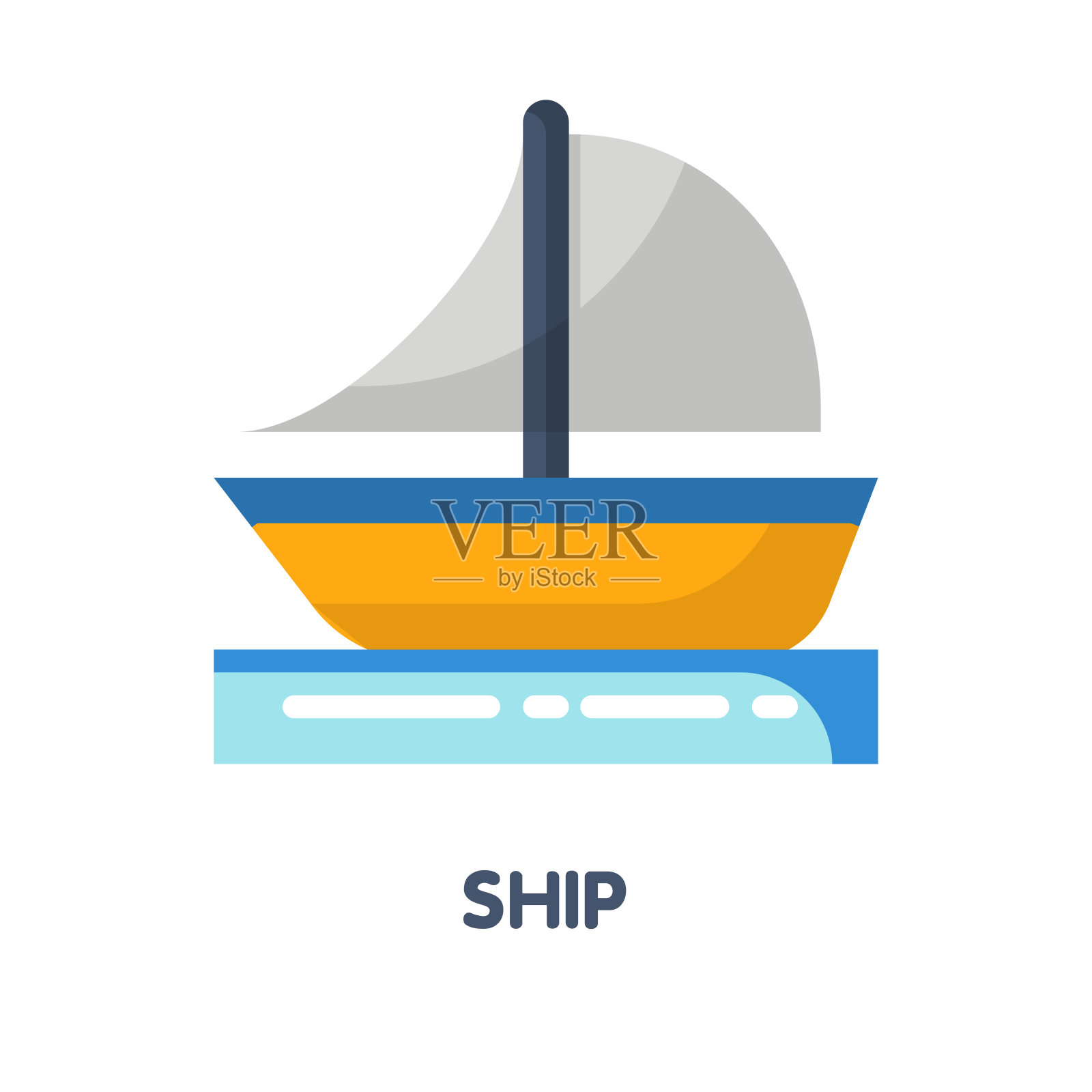 船在海上平坦图标设计图标素材