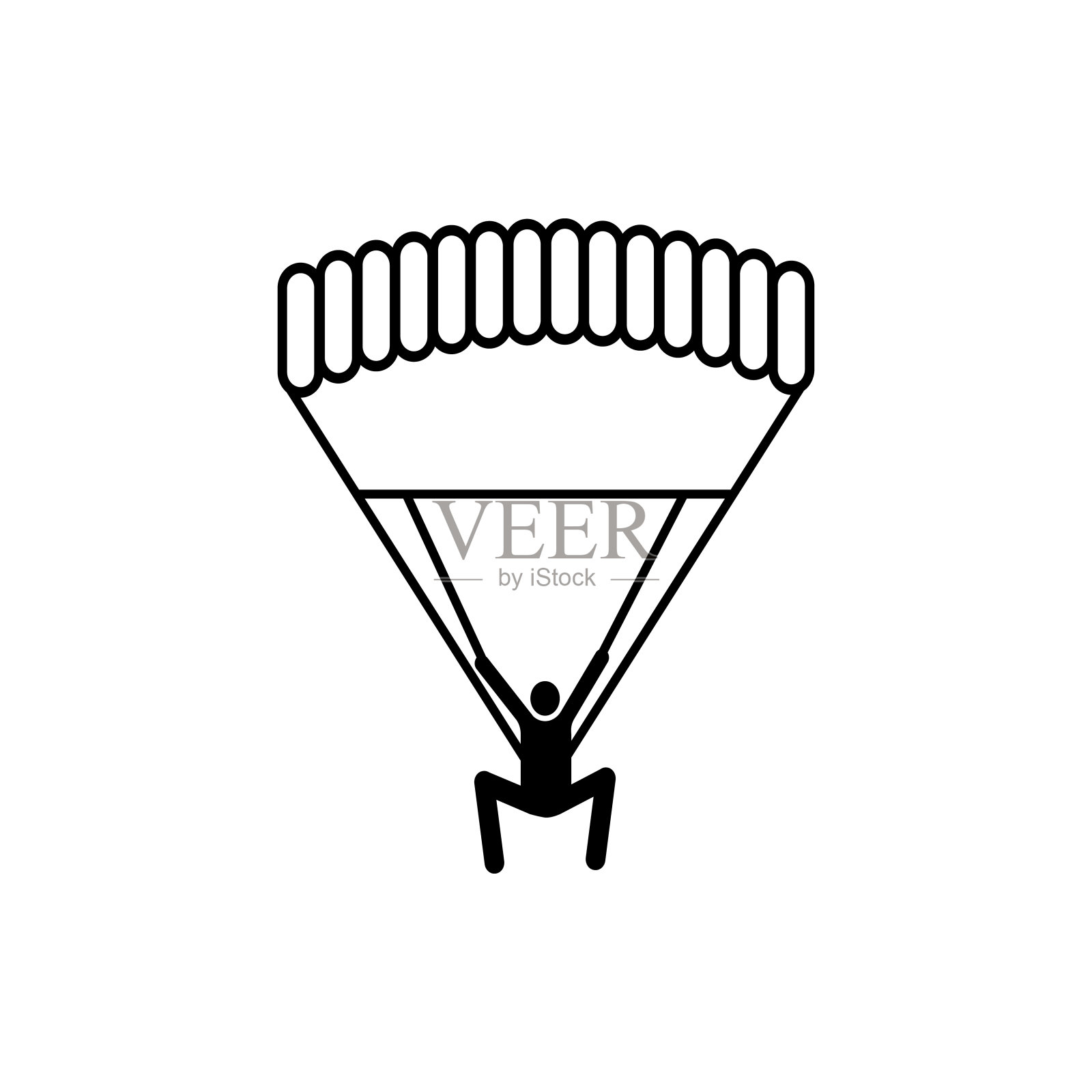 降落伞,图标。夏季矢量图标黑色薄扁平象征旅游Web和应用程序开发孤立在白色背景。向量图标素材