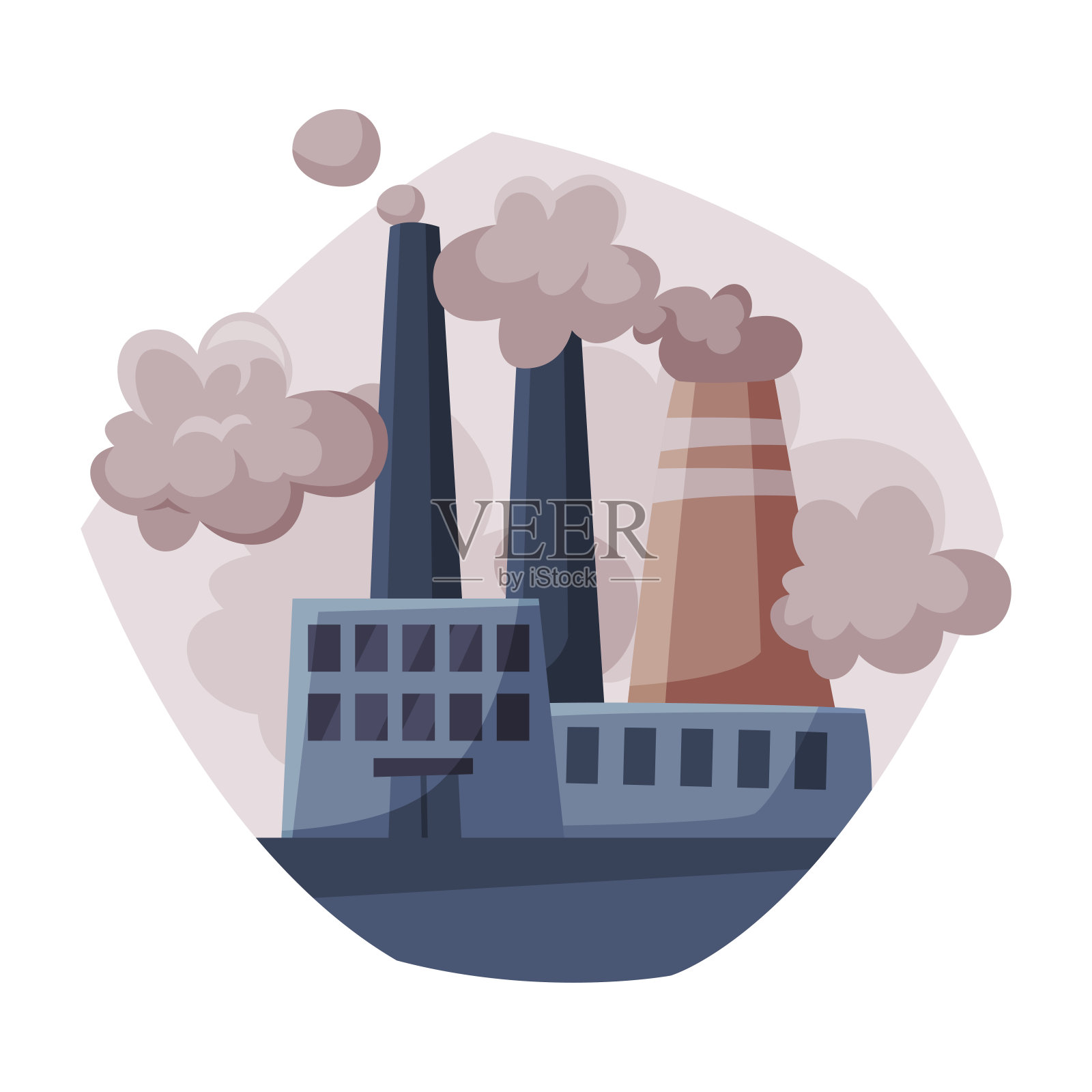 处理发电厂，生态问题，环境污染矢量图解插画图片素材