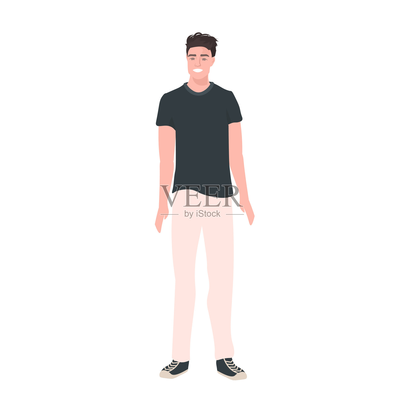 年轻人穿着休闲装男性卡通人物站立姿势全长设计元素图片