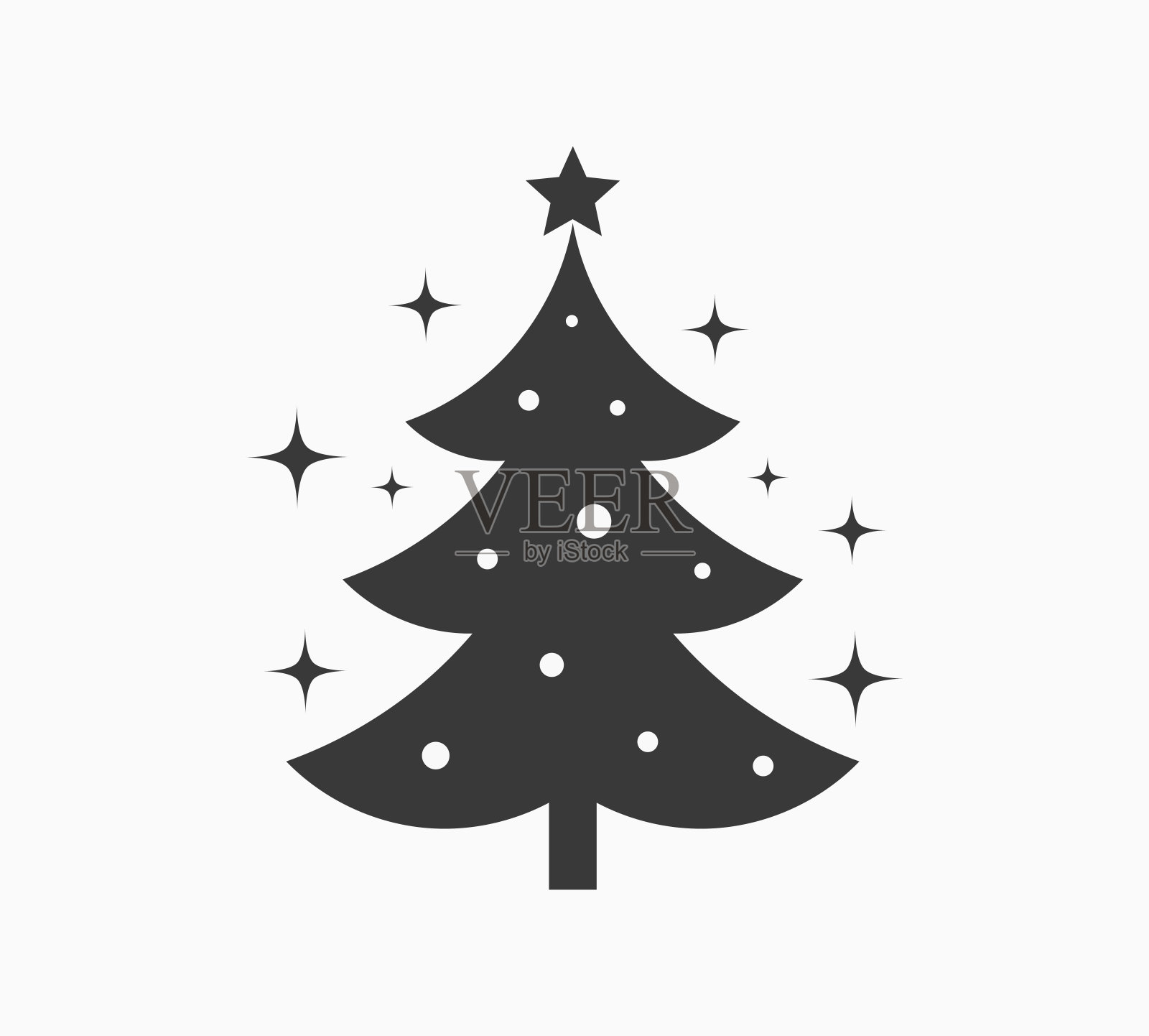 圣诞树与星星的图标。设计元素图片