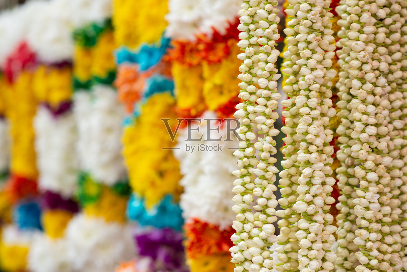 印度彩色花环照片摄影图片