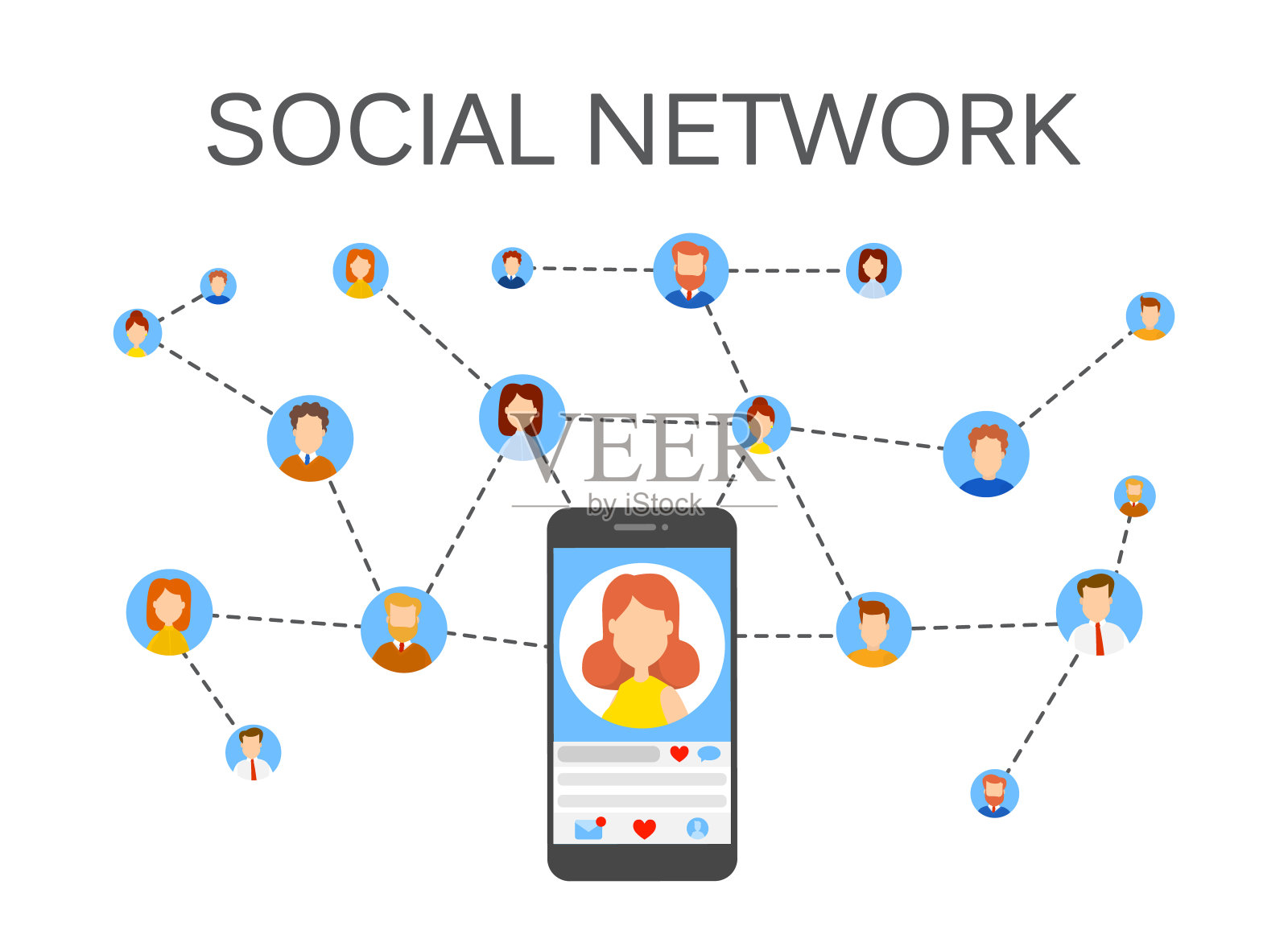 抽象的社交网络方案。人与人之间的全球联系。现代的想法插画图片素材