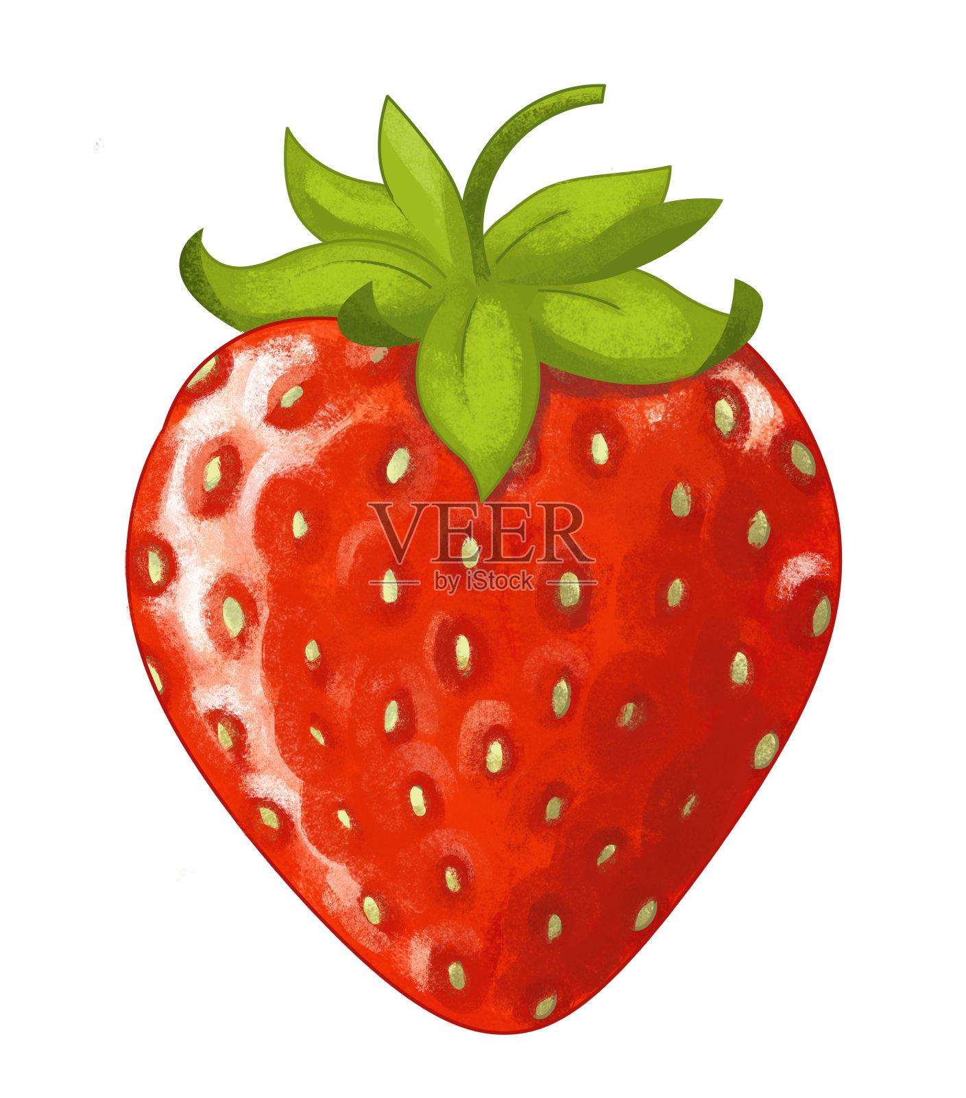 卡通水果草莓在白色的背景-插图插画图片素材