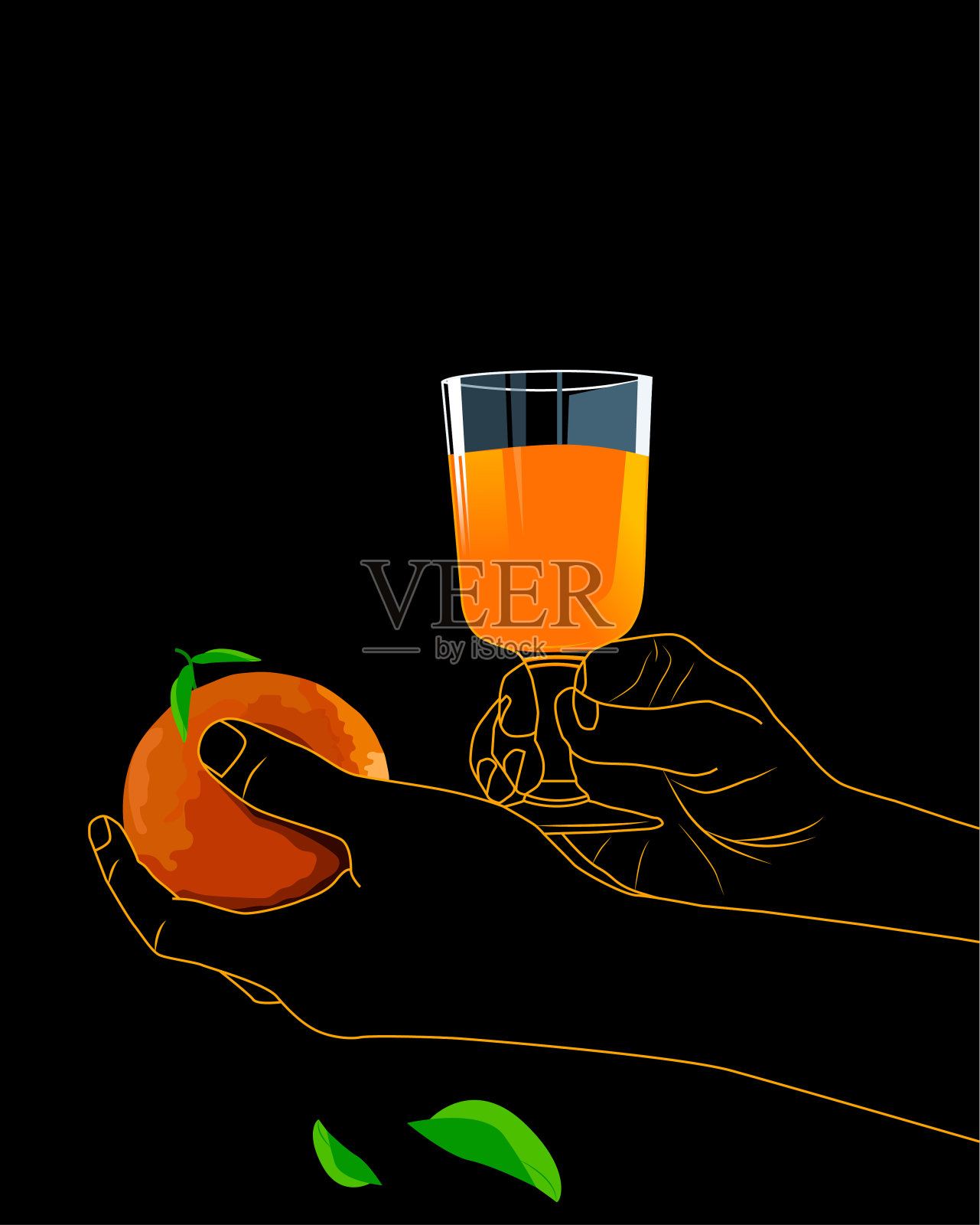 手里拿着橙汁的插图插画图片素材