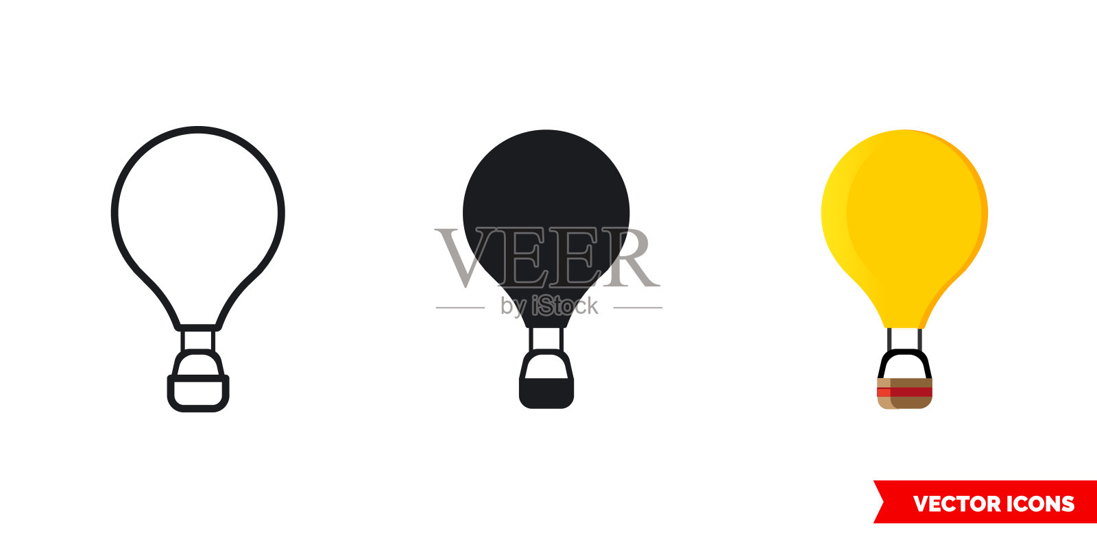 3种类型的气球图标。孤立向量符号符号图标素材