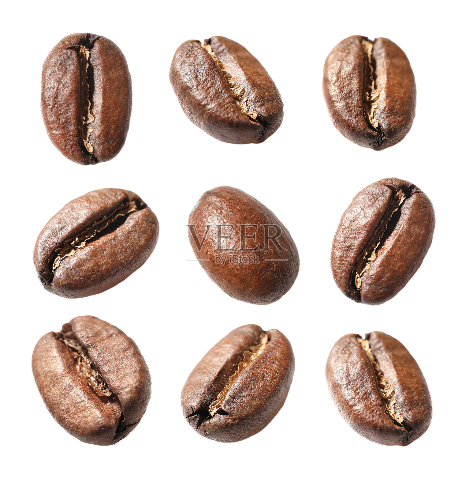 一组咖啡豆孤立在白色的背景照片摄影图片