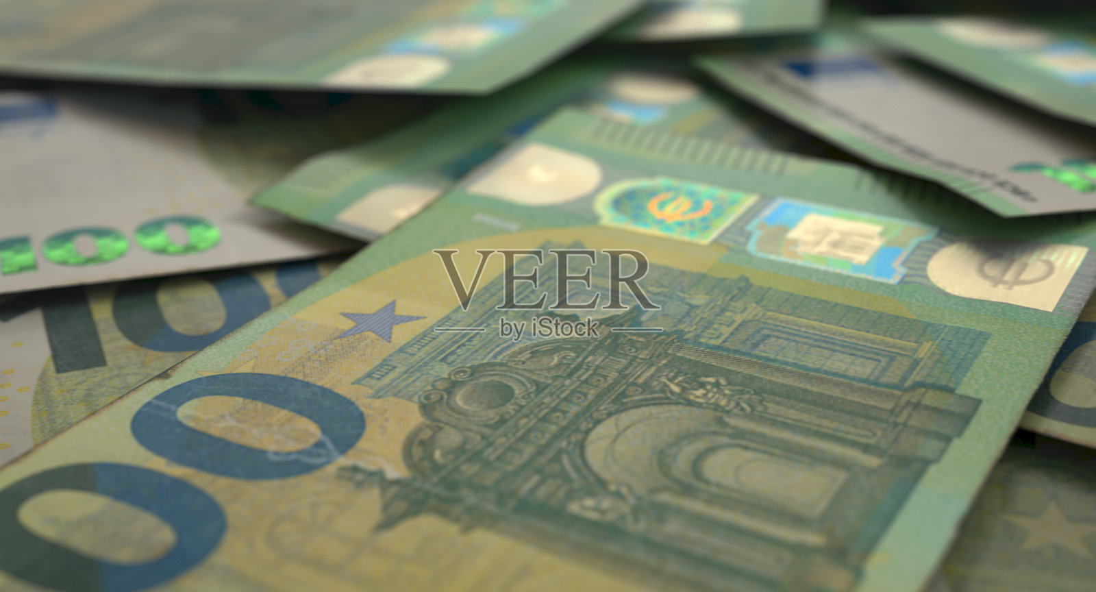 散落的欧元钞票堆照片摄影图片