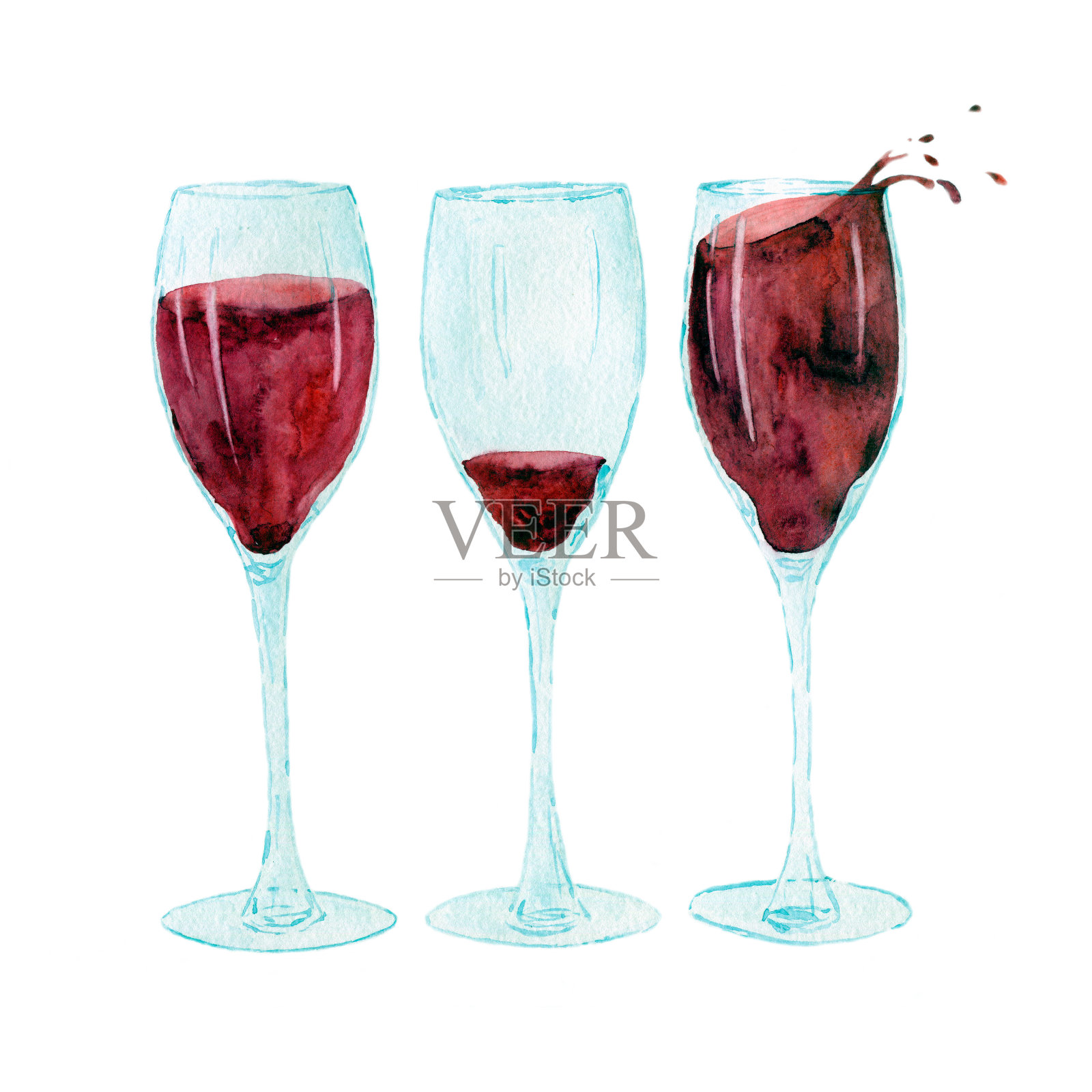 手绘的红酒杯设计元素图片