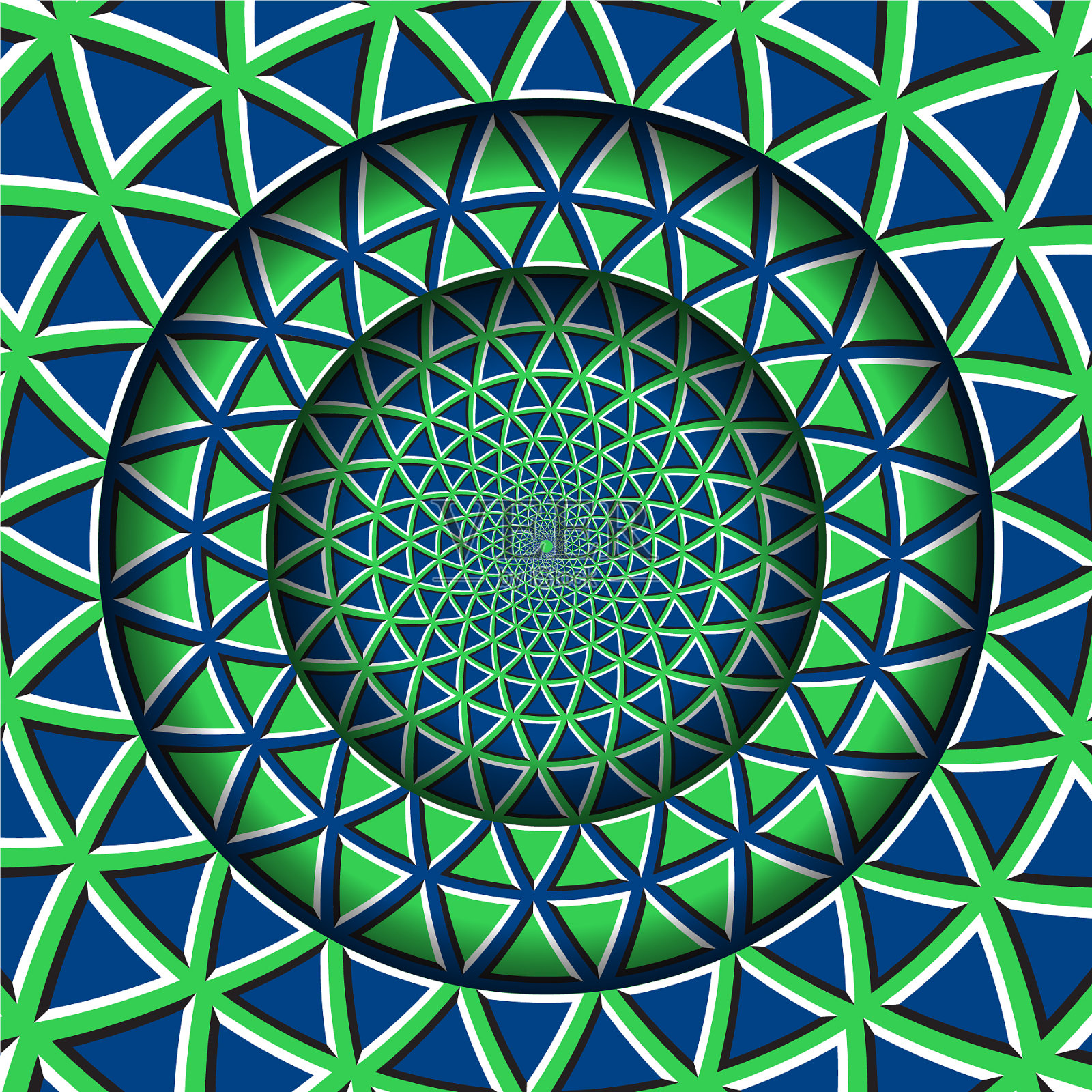 抽象的圆形框架与移动的蓝色绿色插画图片素材