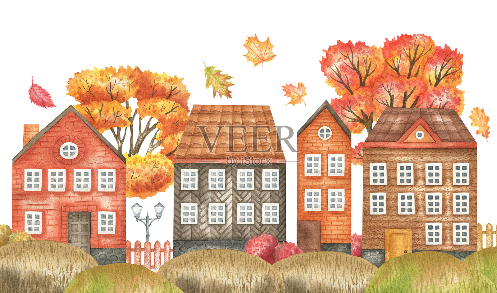 城里的秋天插画图片素材