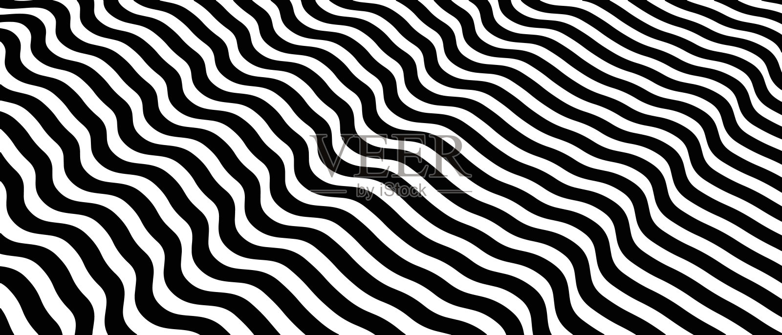 波浪形的细黑色平坦的矢量线在白色的背景上。插画图片素材