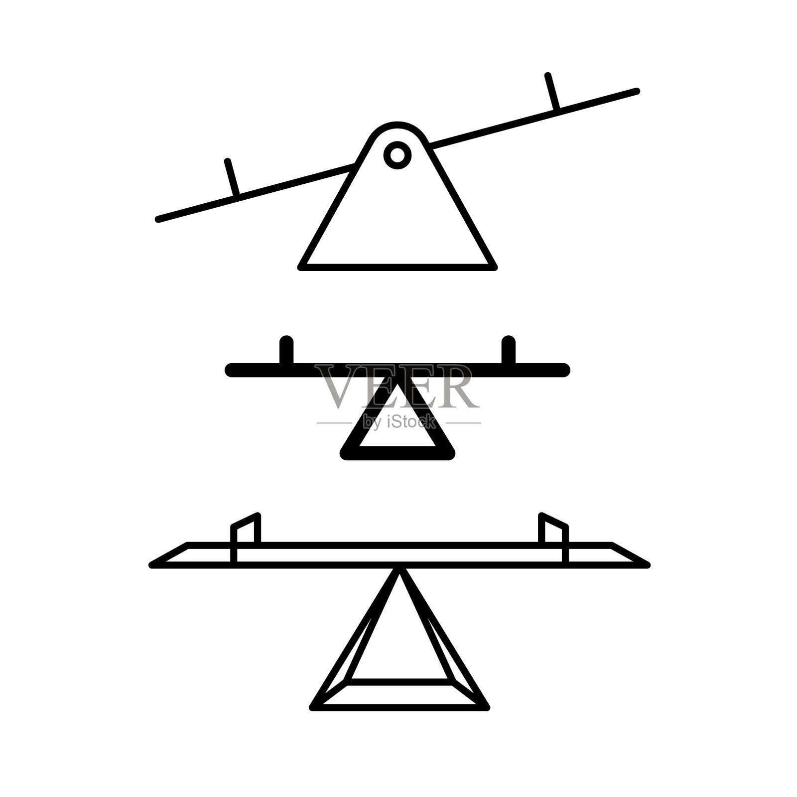 跷跷板平衡图标三条锯线风格图标素材