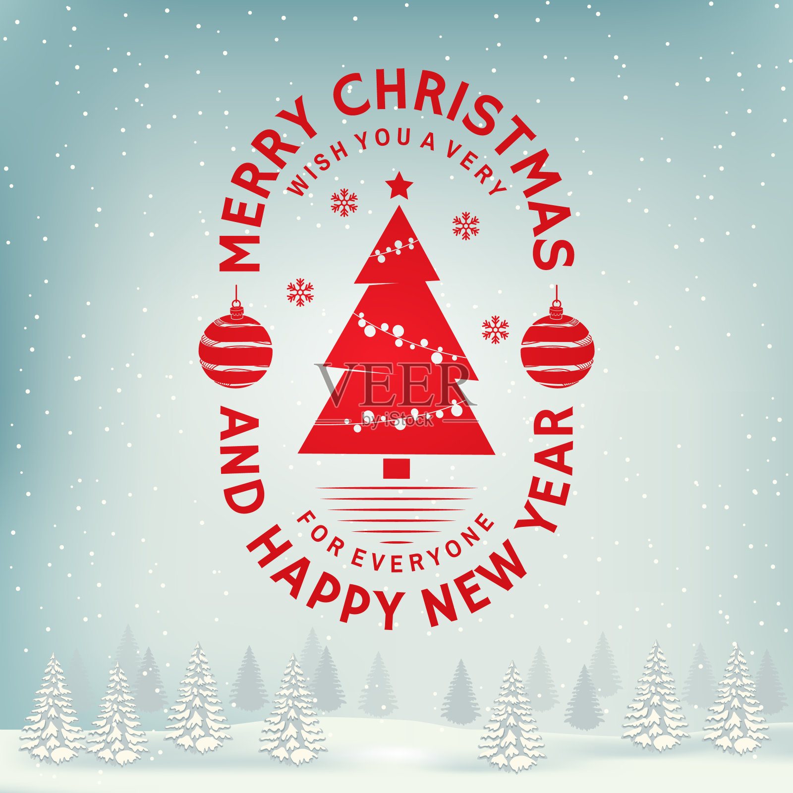 圣诞快乐和新年快乐邮票，贴有雪花的贴纸，挂圣诞球，圣诞树。向量。复古的排版设计为圣诞节，新年的象征在复古风格。设计模板素材