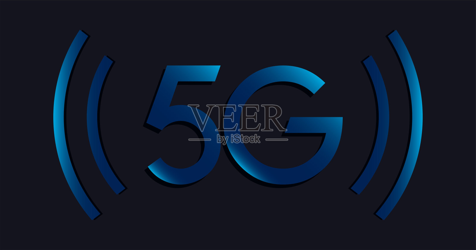 5G网络技术代蜂窝移动通信标志设计矢量。插画图片素材
