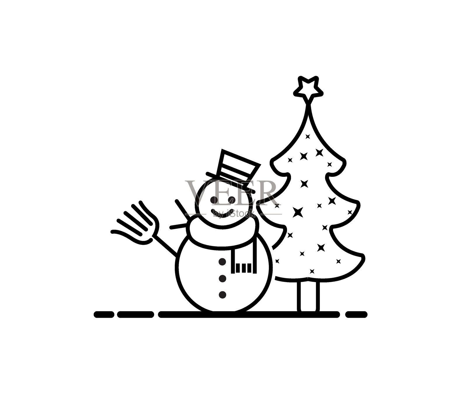 插图圣诞问候图标雪人。设计元素图片