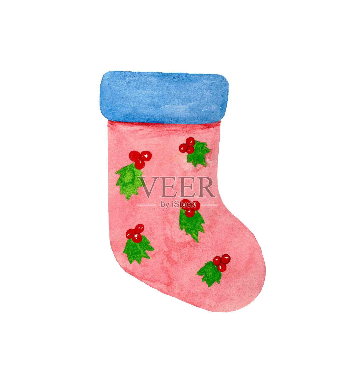 圣诞袜的礼物孤立在白色的背景。插画图片素材