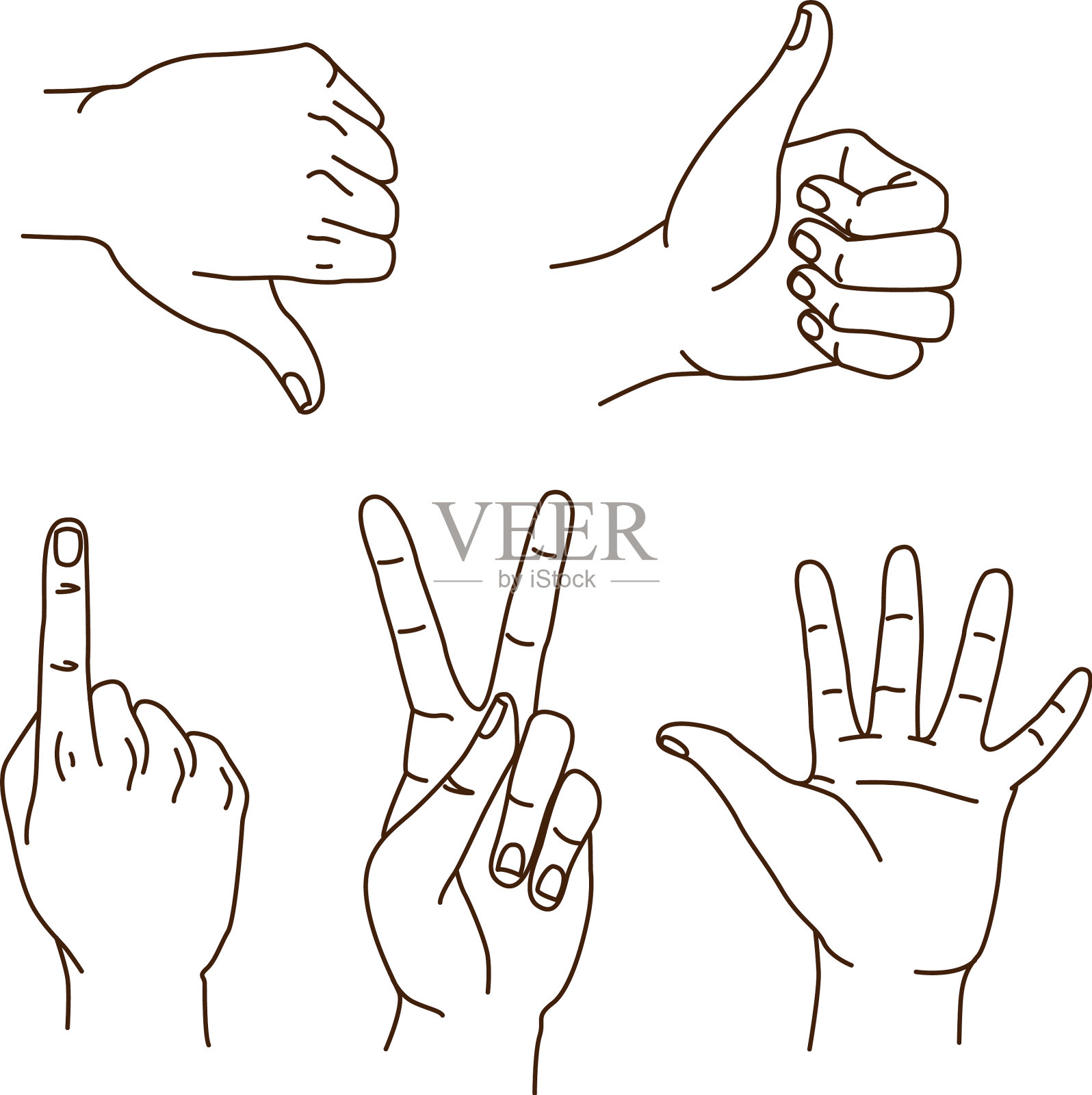 手势手绘集标志设计设计元素图片