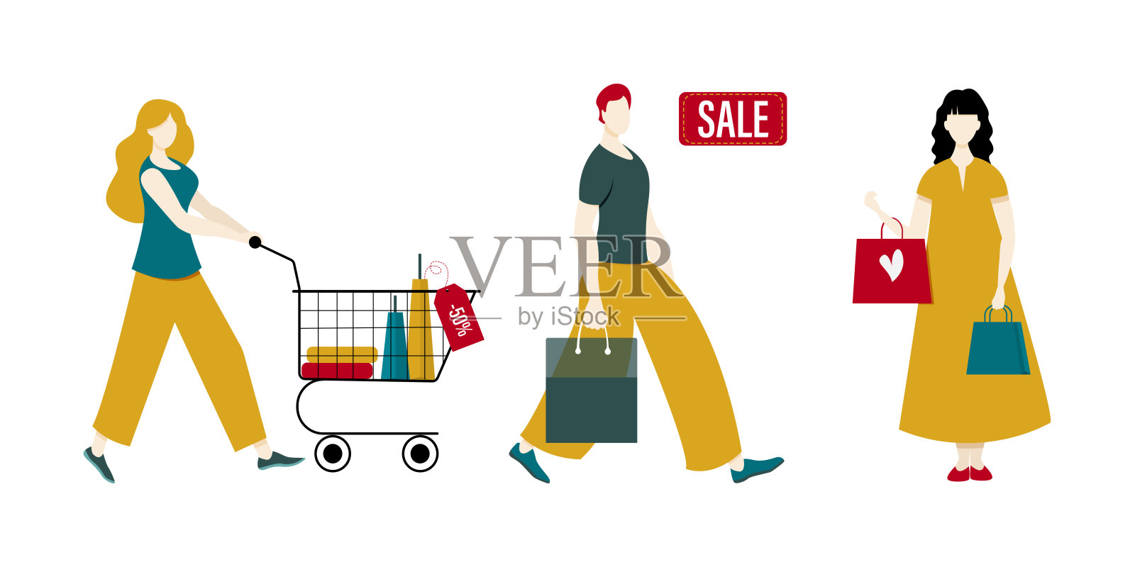 大sale-person购物插画图片素材